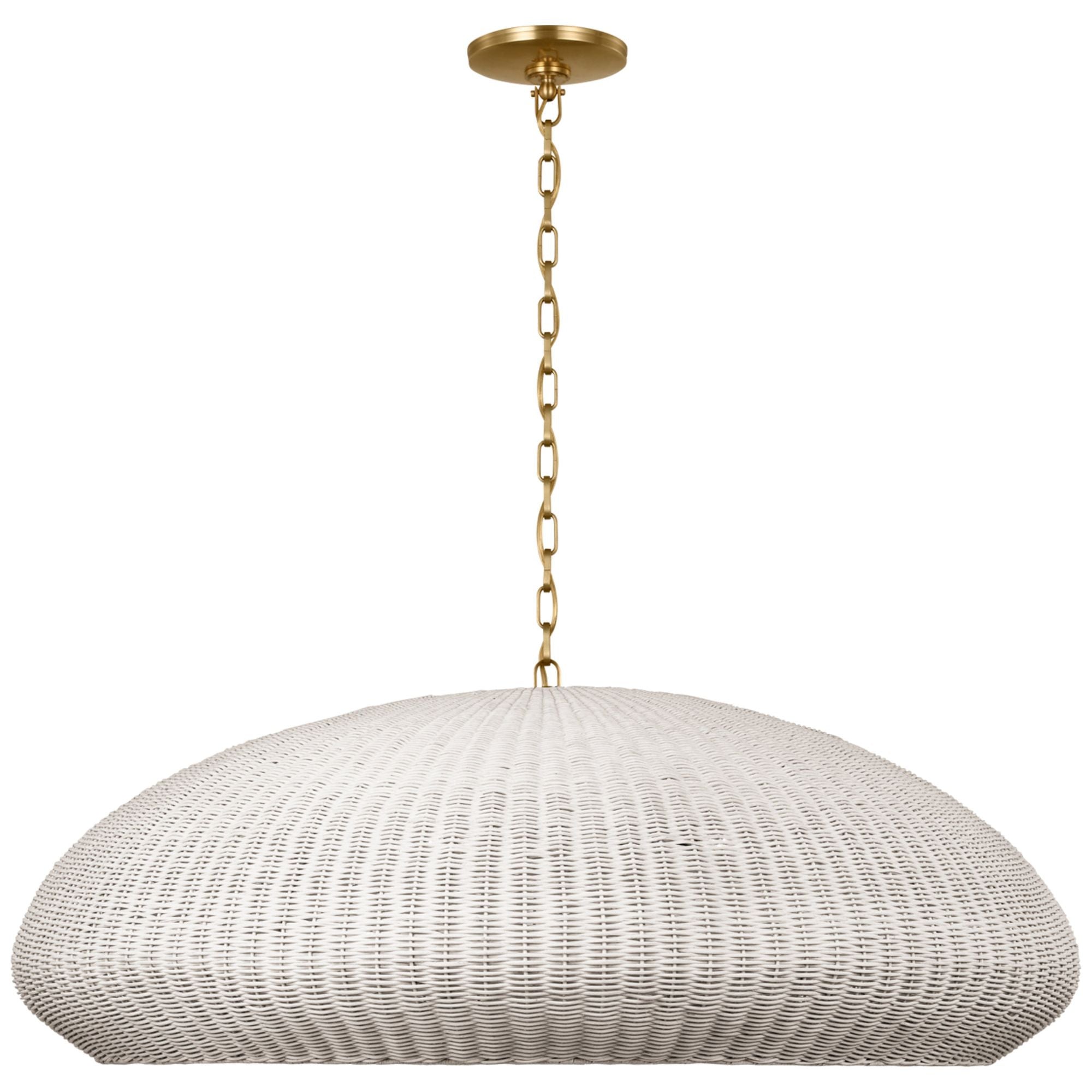 Chapman & Myers Kokomo 44" Wide Pendant in Antique-Burnished Brass with Chalk Wicker Shade Ceiling Light W44" x H16.75"