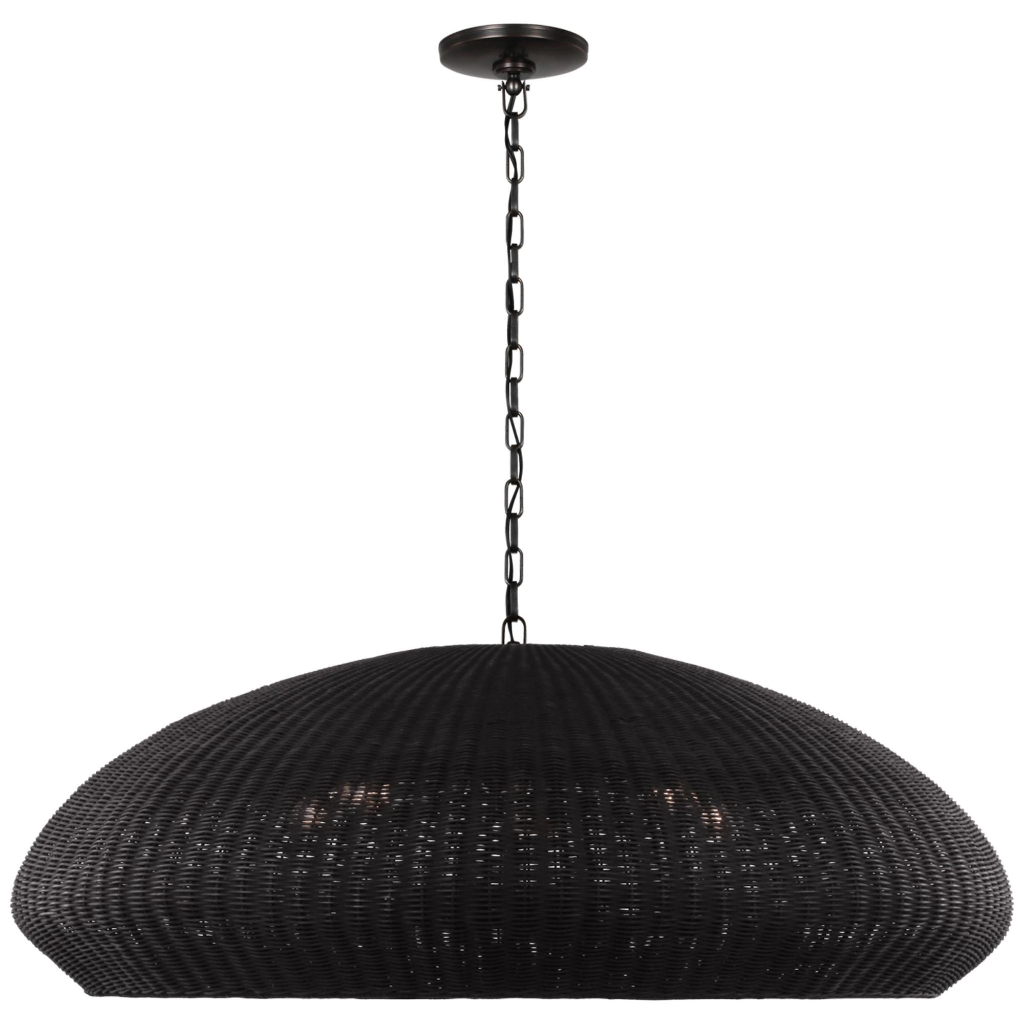 Chapman & Myers Kokomo 44" Wide Pendant in Bronze with Charcoal Wicker Shade Ceiling Light W44" x H16.75"