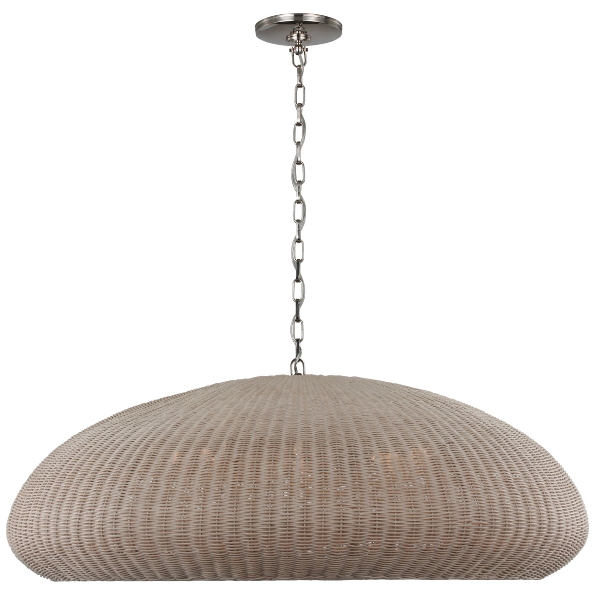 Chapman & Myers Kokomo 44" Wide Pendant in Polished Nickel with Ash Wicker Shade Ceiling Light W44" x H16.75"