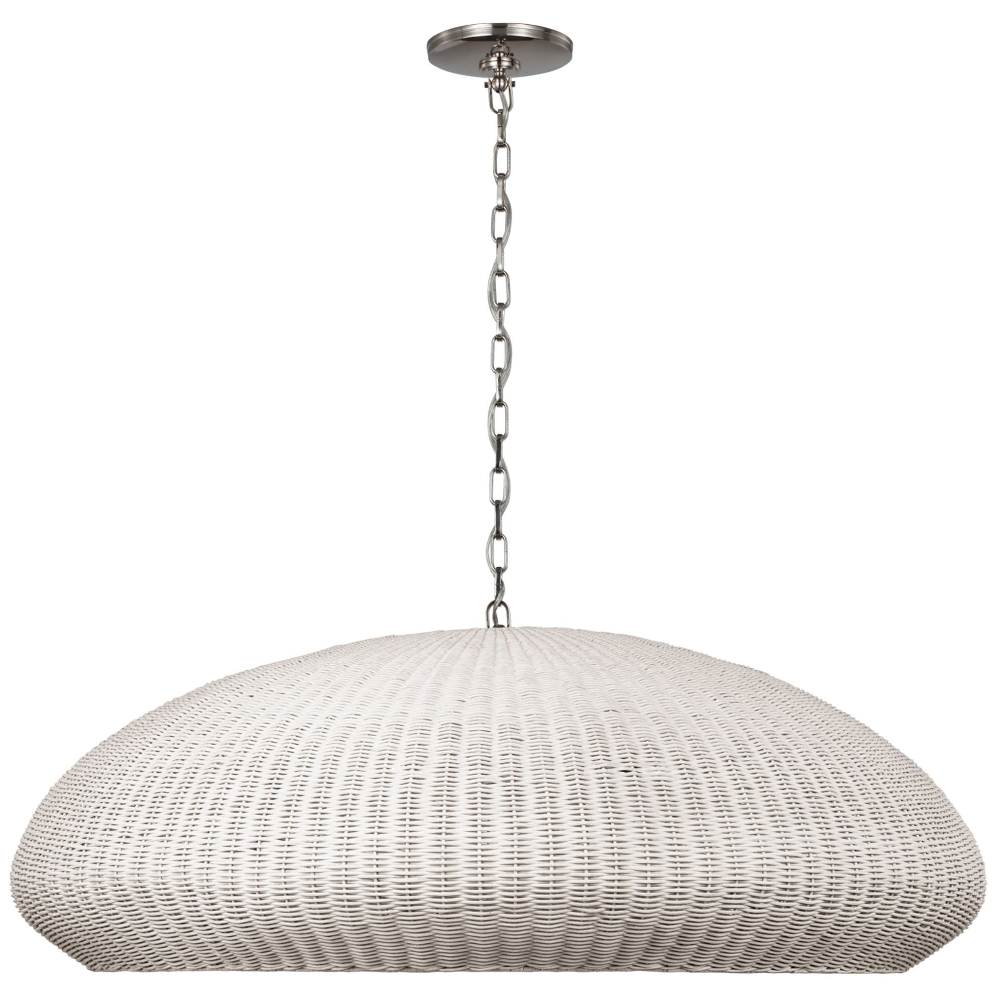 Chapman & Myers Kokomo 44" Wide Pendant in Polished Nickel with Chalk Wicker Shade Ceiling Light W44" x H16.75"