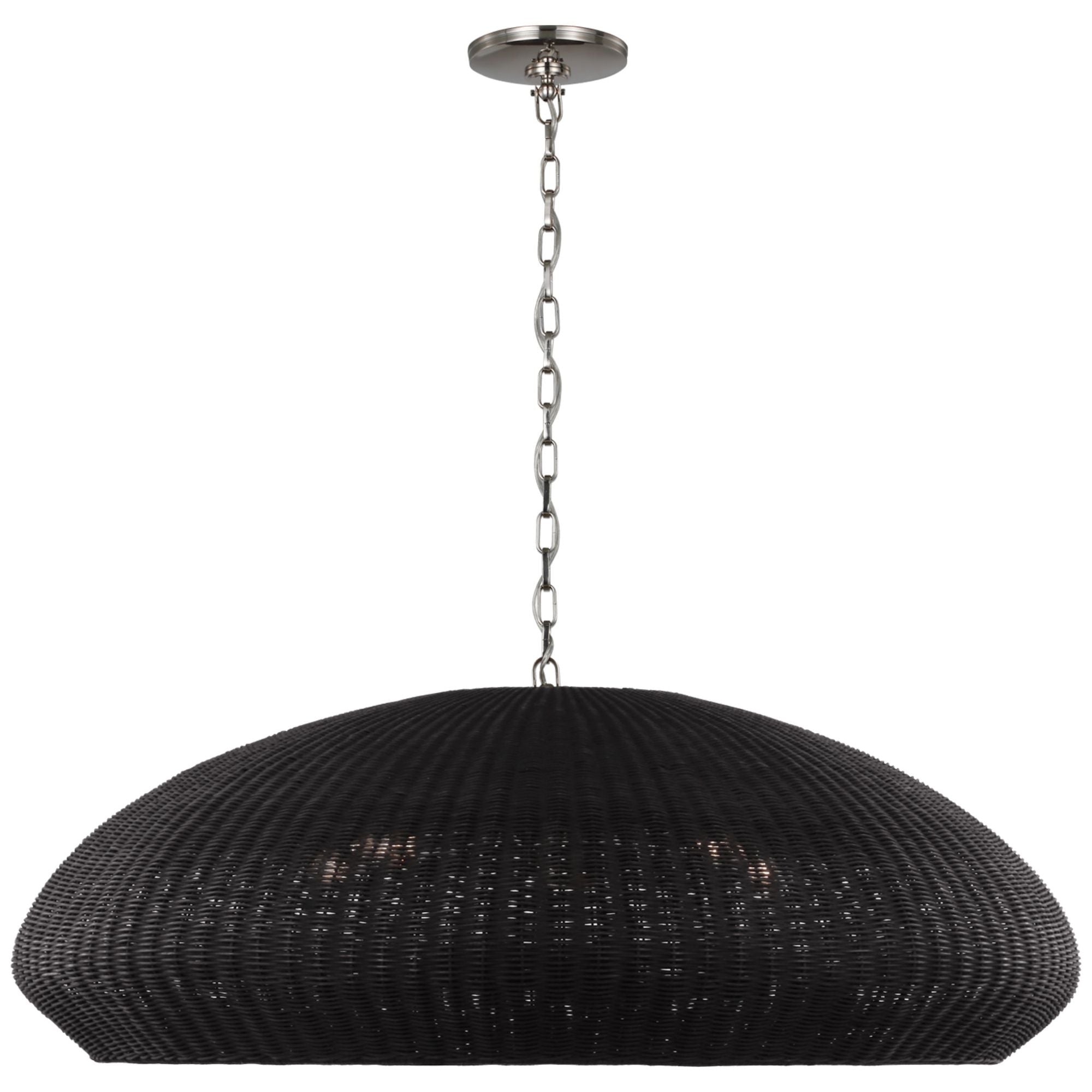 Chapman & Myers Kokomo 44" Wide Pendant in Polished Nickel with Charcoal Wicker Shade Ceiling Light W44" x H16.75"