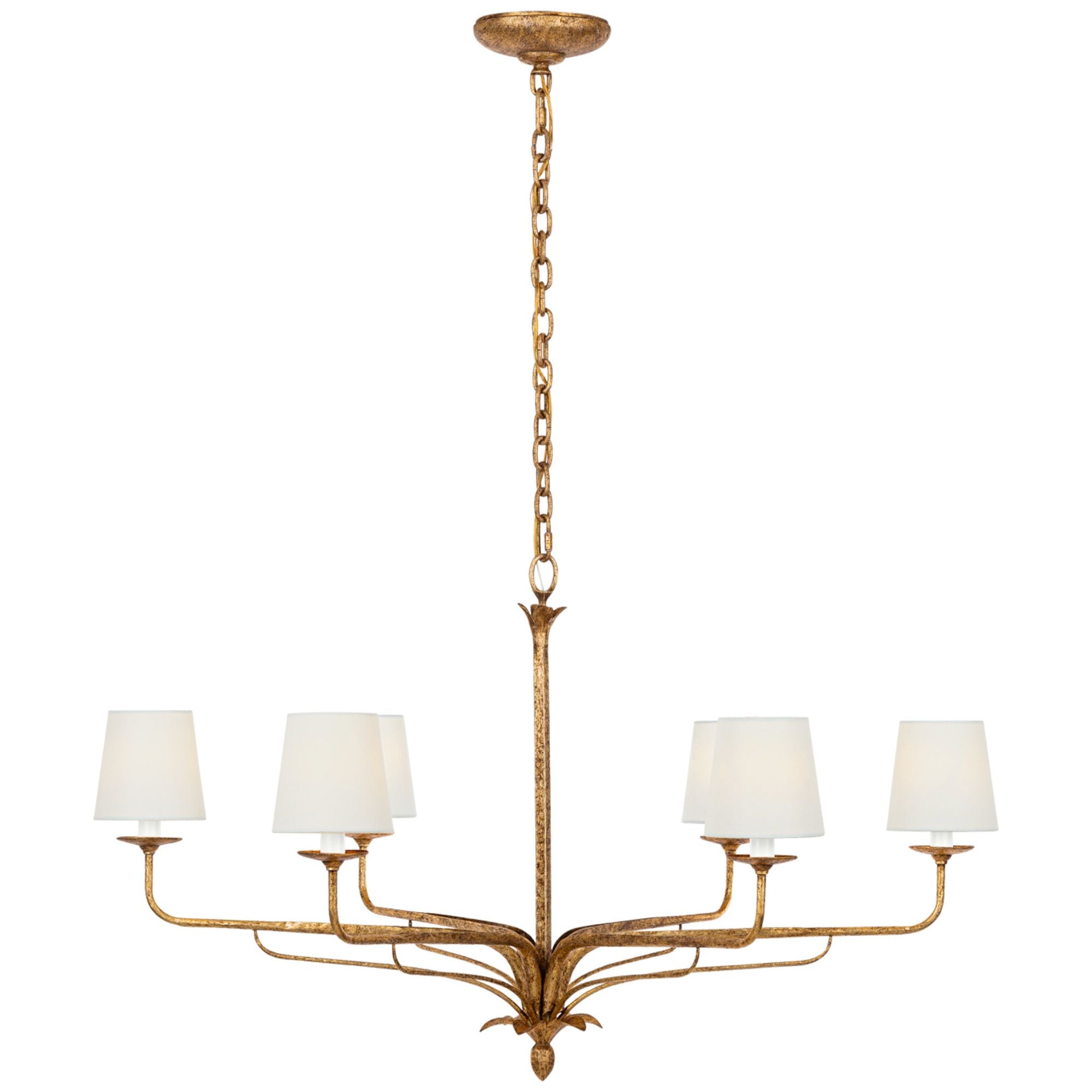 Chapman & Myers Amalfi 41" Chandelier in Milano Gold with Linen Shades Ceiling Light W40.5" x H23.5"