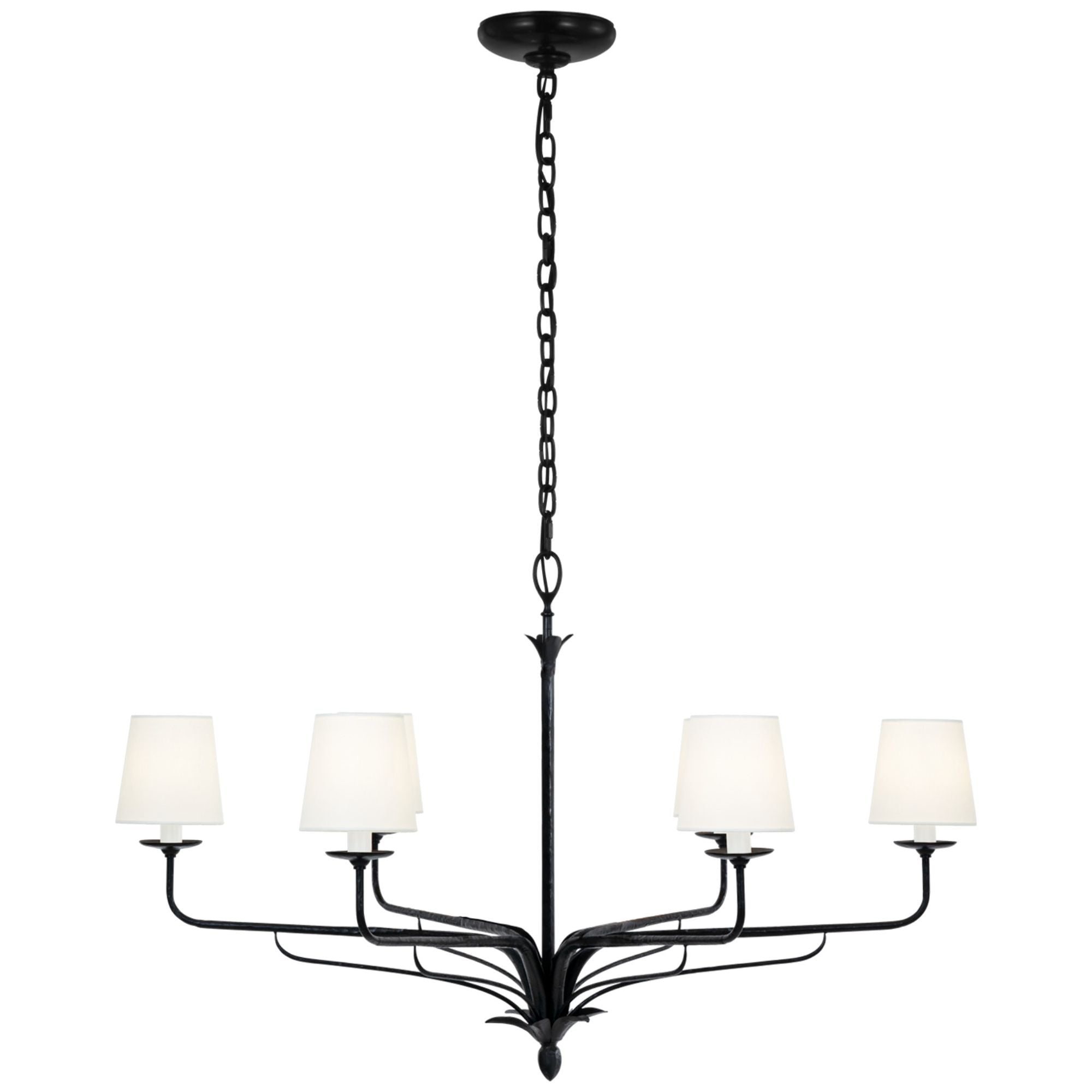 Chapman & Myers Amalfi 41" Chandelier in Waxed Black with Linen Shades Ceiling Light W40.5" x H23.5"