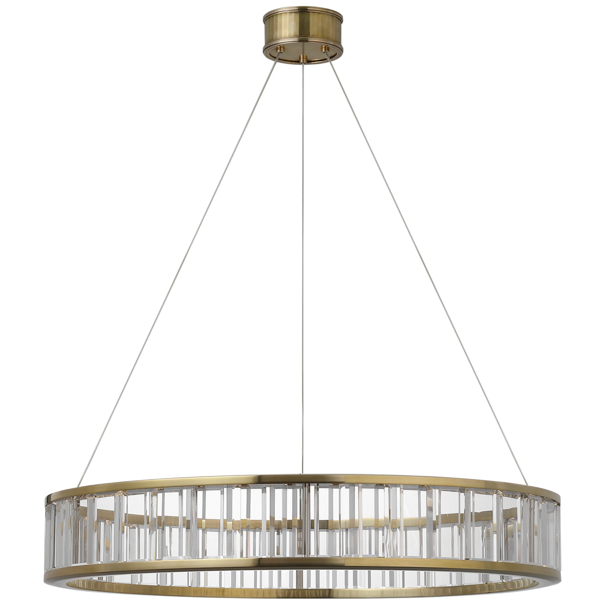 Chapman & Myers Iterna 30" Ring Chandelier in Antique-Burnished Brass with Crystal Ceiling Light W30"