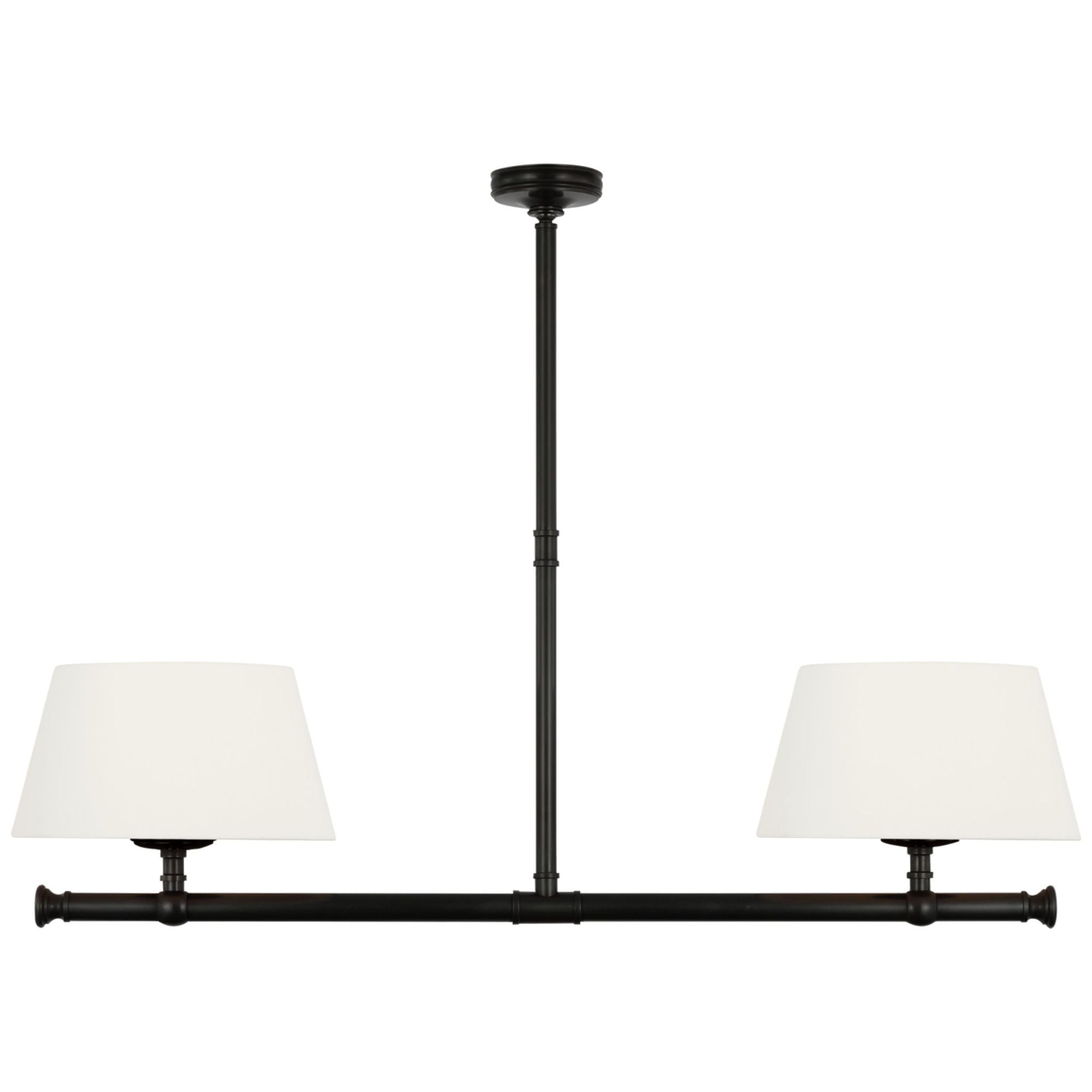 Chapman & Myers Marion 56" Linear Chandelier in Bronze with Linen Shades Ceiling Light W56"
