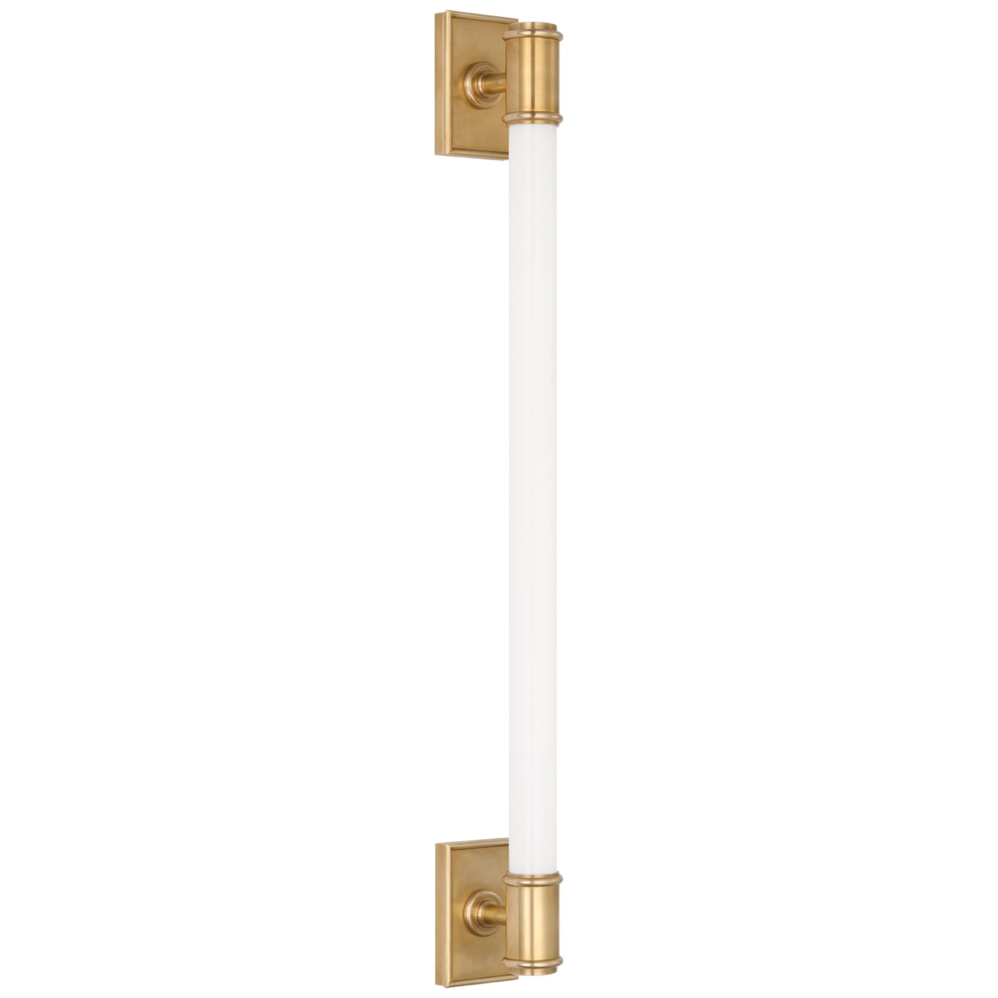 Chapman & Myers Owen 30" Linear Bath Light in Antique-Burnished Brass with White Glass Wall Light W2.75" x H30"
