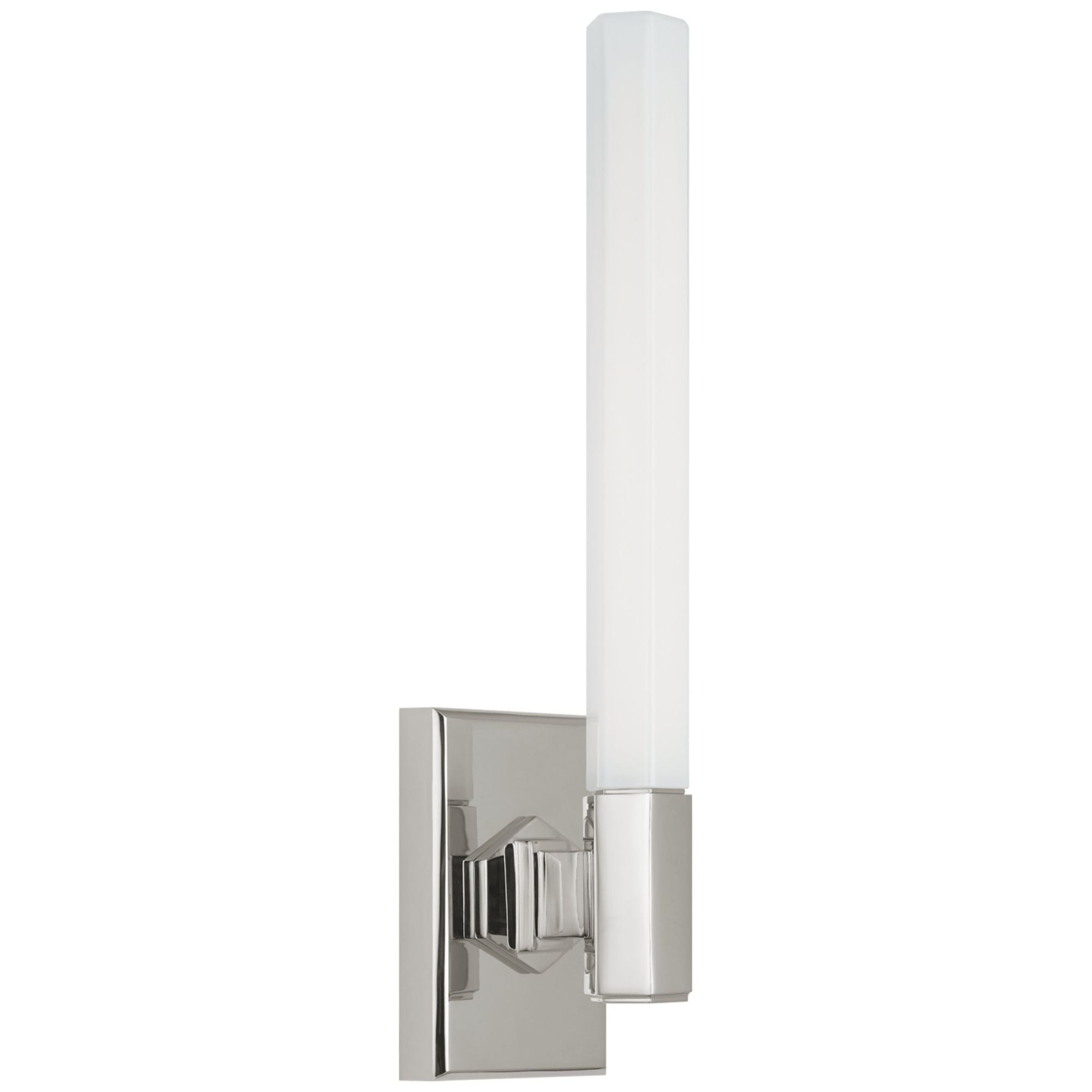Chapman & Myers Hawthorne 13" Single Bath Light in Polished Nickel with White Glass Wall Light W2.5" x H12.5"