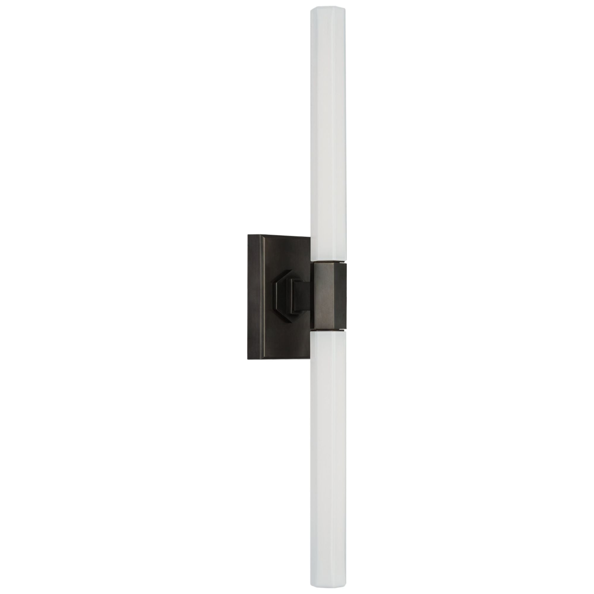 Chapman & Myers Hawthorne 20" Double Bath Light in Bronze with White Glass Wall Light W2.5" x H20"