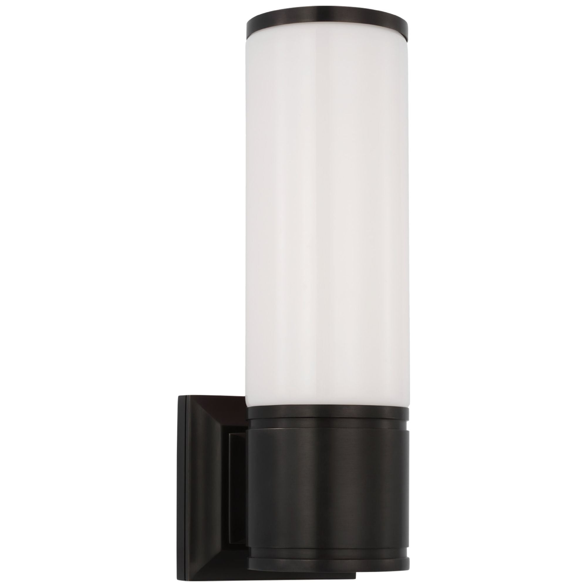 Chapman & Myers Halford 14" Bath Sconce in Bronze with White Glass Wall Light W4.5" x H13.5"