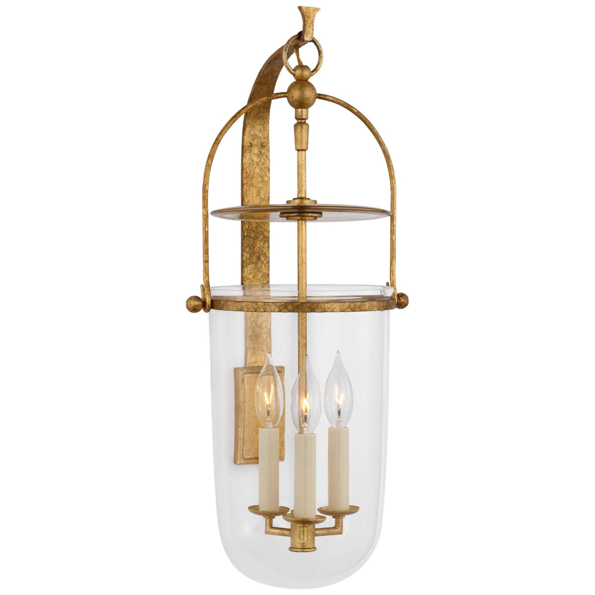 Chapman & Myers Lorford Medium Sconce in Gilded Iron with Clear Glass W10" x H23.75" x E9.5"