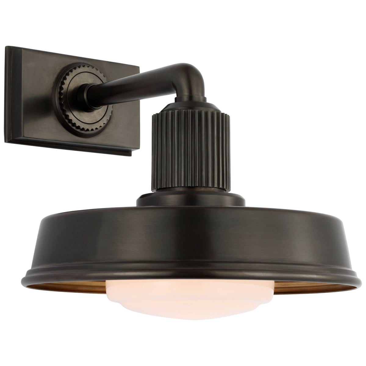 Chapman & Myers Ruhlmann Small Sconce in Bronze with White Glass W9" x H7.75" x E10"