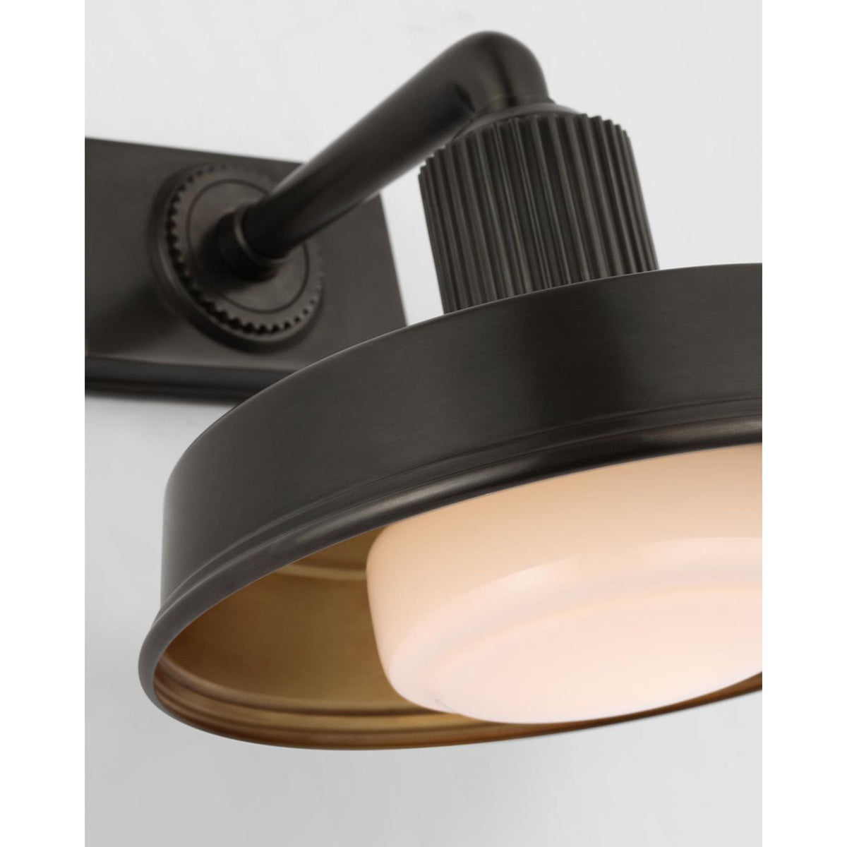Chapman & Myers Ruhlmann Small Sconce in Bronze with White Glass W9" x H7.75" x E10"