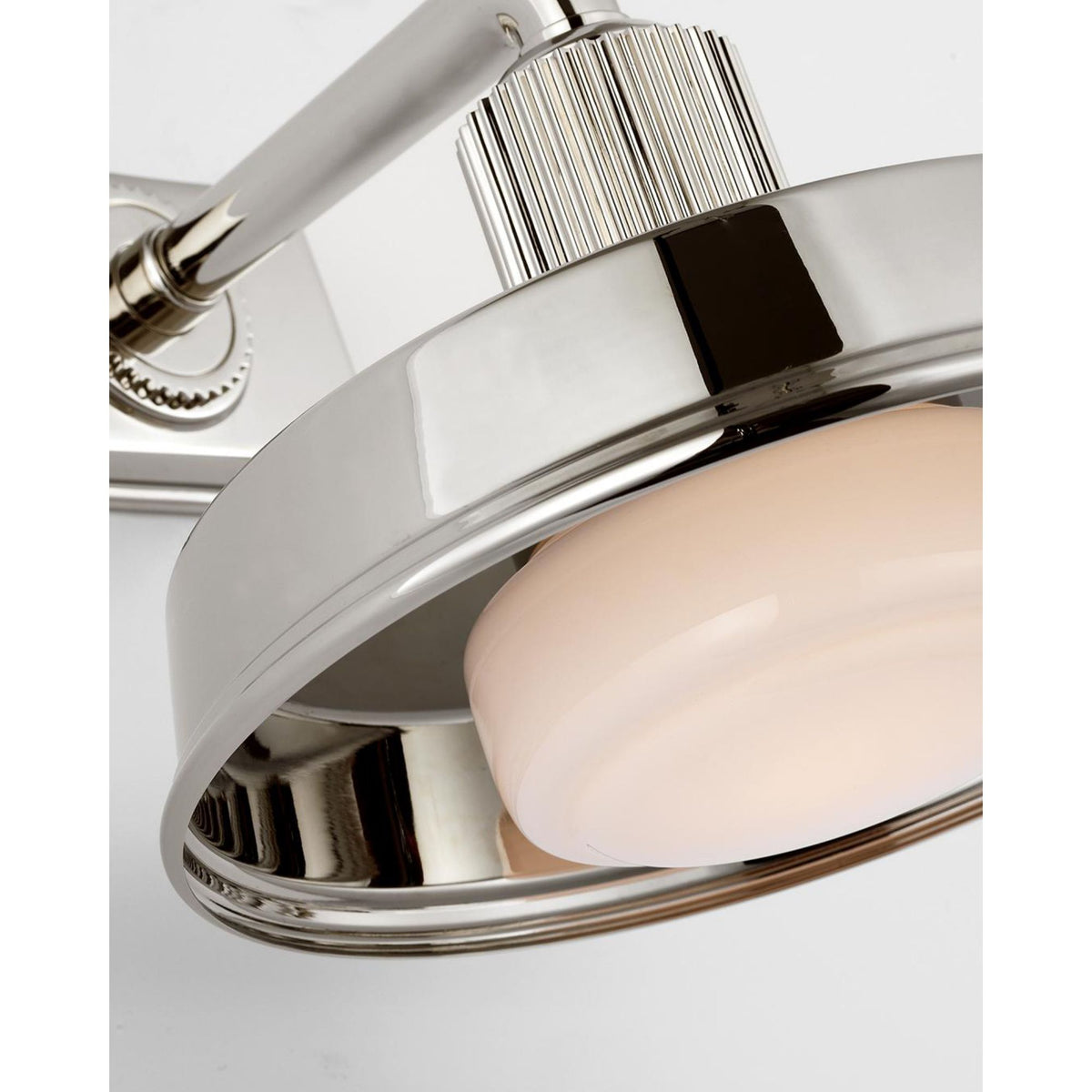 Chapman & Myers Ruhlmann Small Sconce in Polished Nickel with White Glass W9" x H7.75" x E10"
