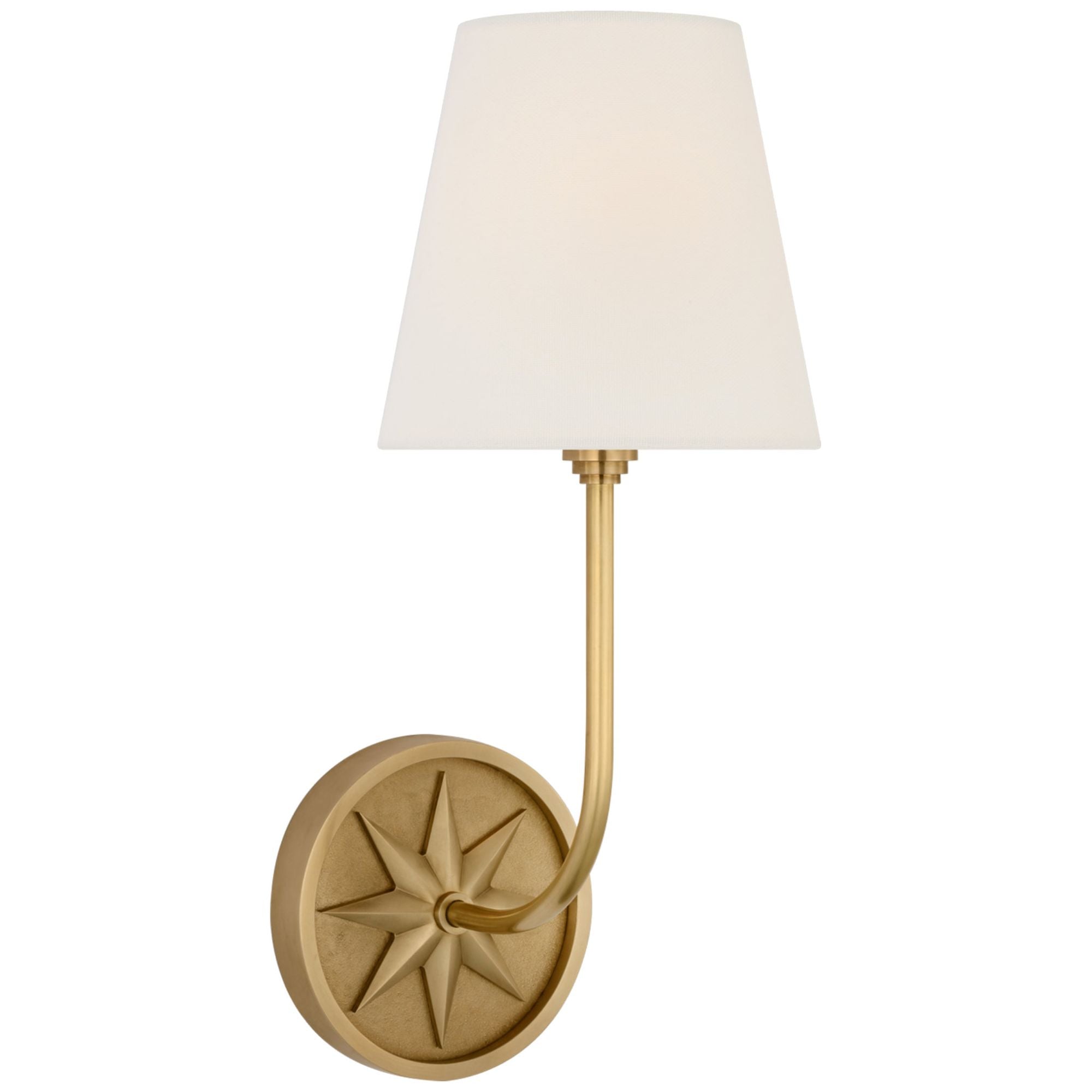 Chapman & Myers Polaris 15" Sconce in Antique-Burnished Brass with Linen Shade Wall Light W6" x H14.75"