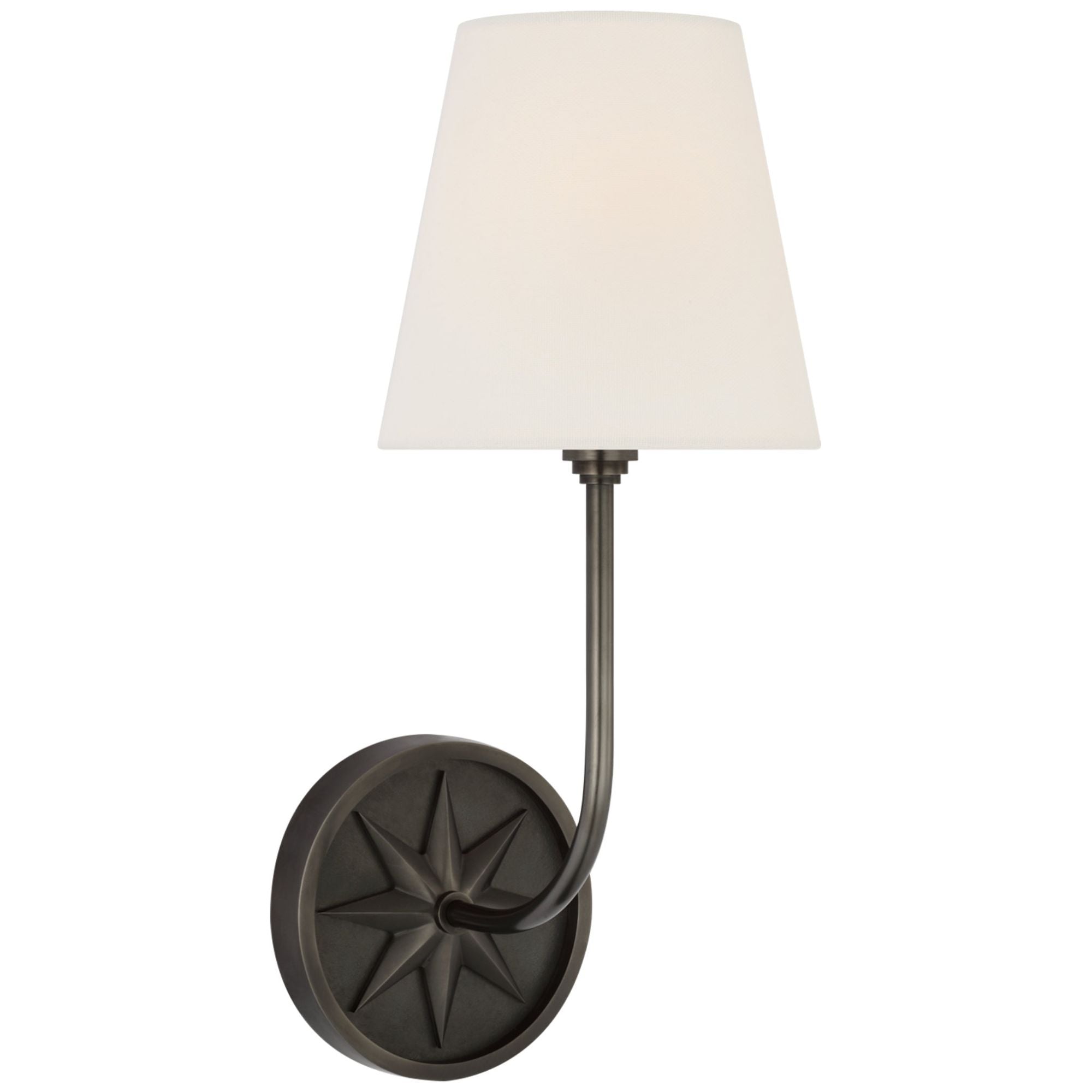 Chapman & Myers Polaris 15" Sconce in Bronze with Linen Shade Wall Light W6" x H14.75"