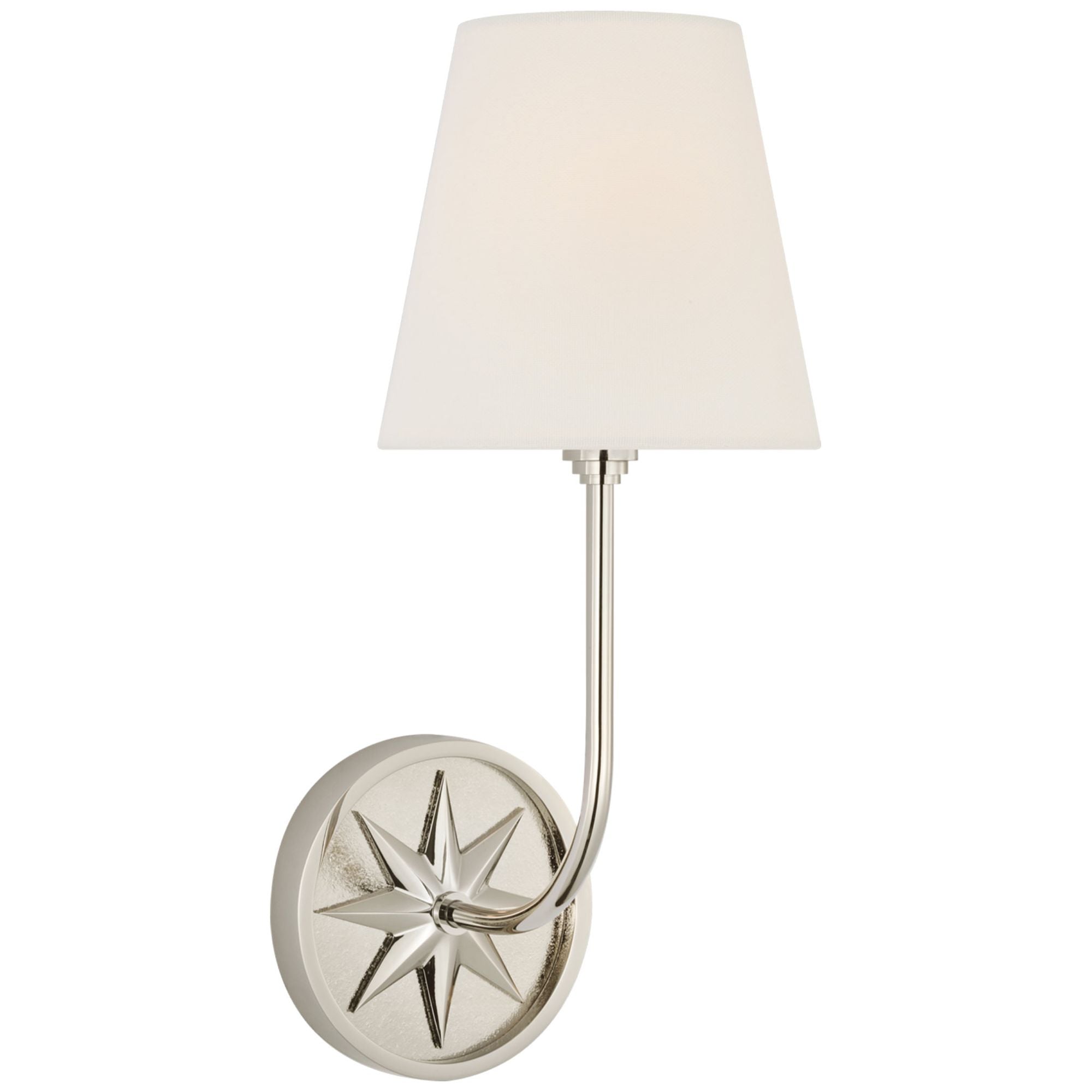 Chapman & Myers Polaris 15" Sconce in Polished Nickel with Linen Shade Wall Light W6" x H14.75"