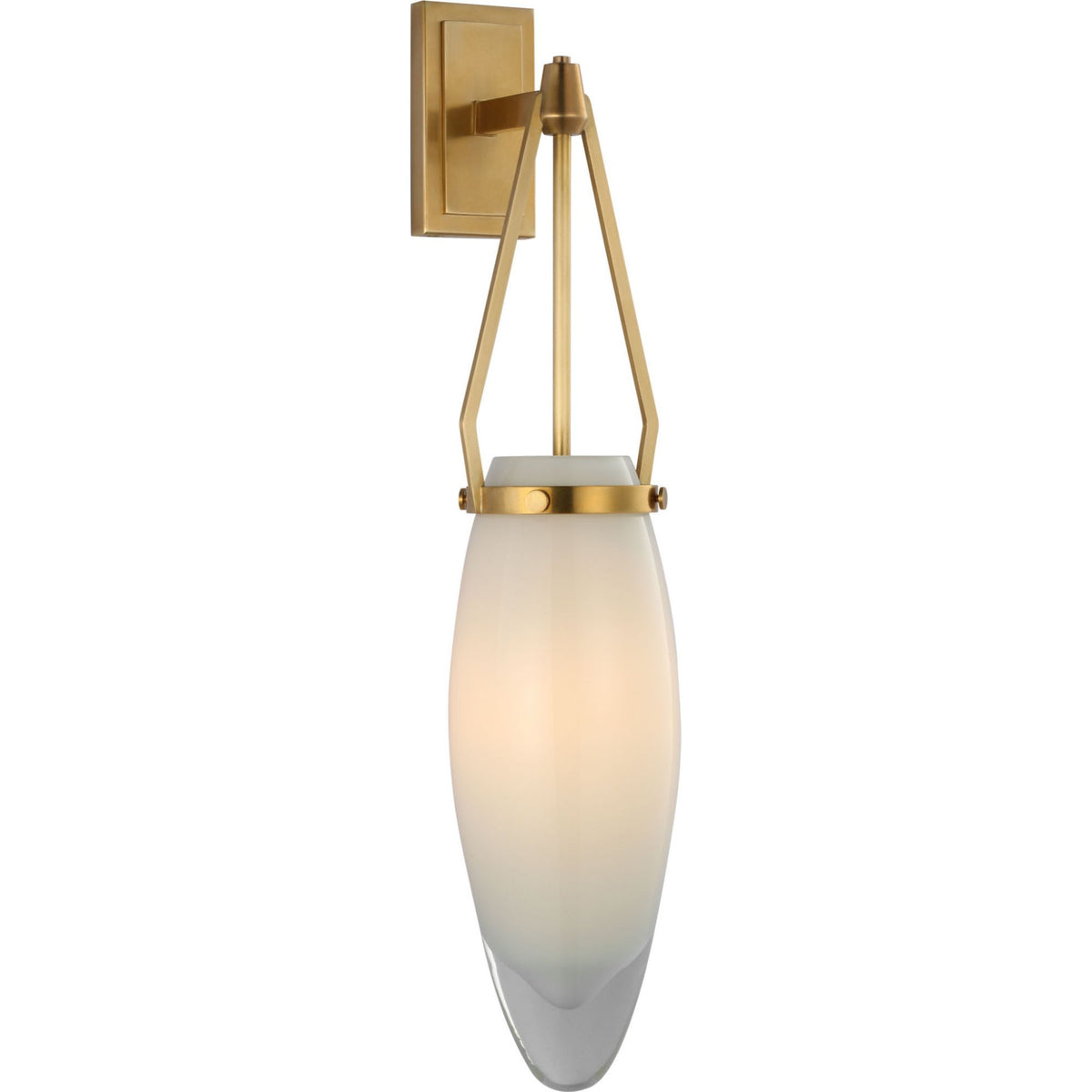 Chapman & Myers Myla Medium Bracketed Sconce in Antique-Burnished Brass with White Glass W4.25" x H19.25" x E5.25"
