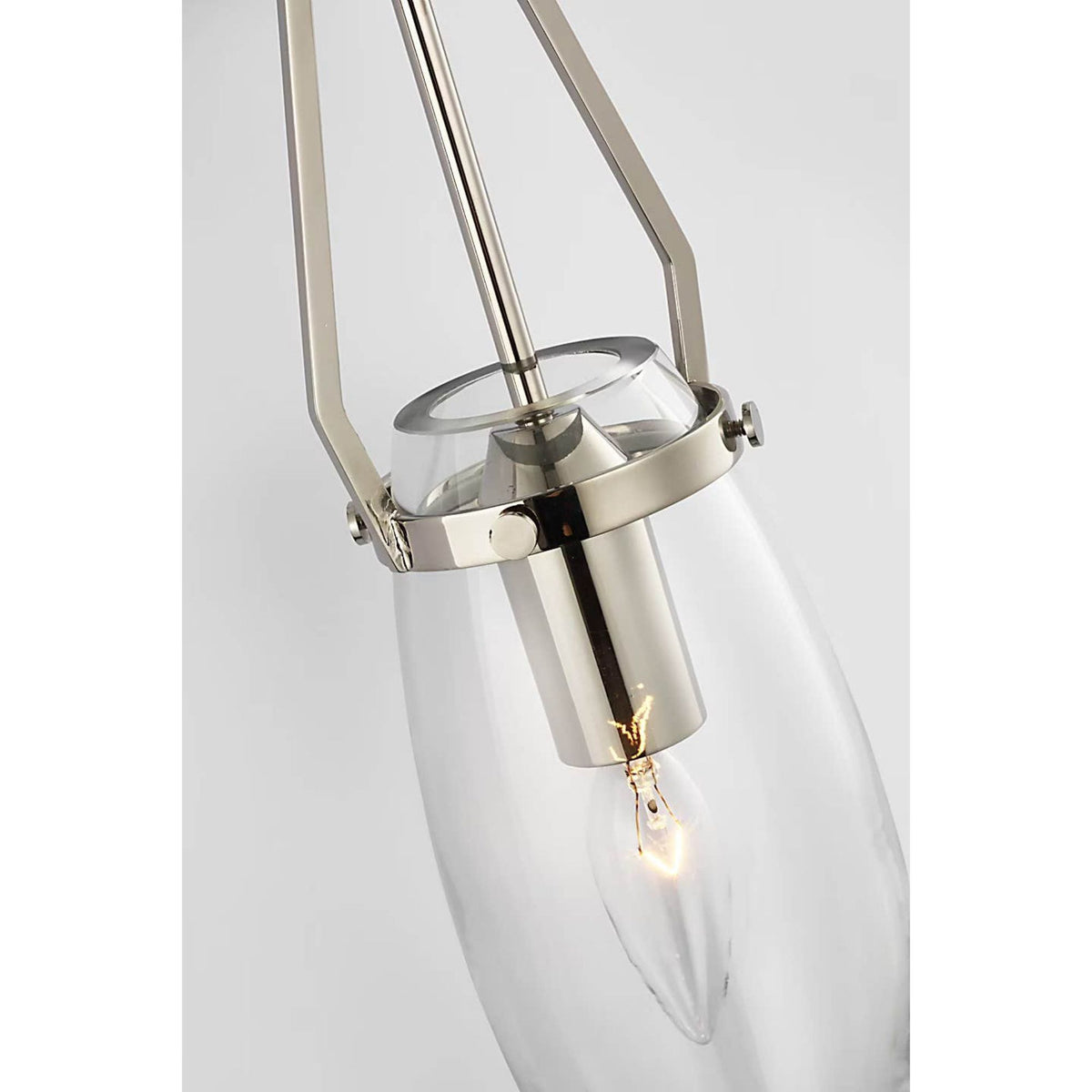 Chapman & Myers Myla Medium Bracketed Sconce in Polished Nickel with Clear Glass W4.25" x H19.25" x E5.25"