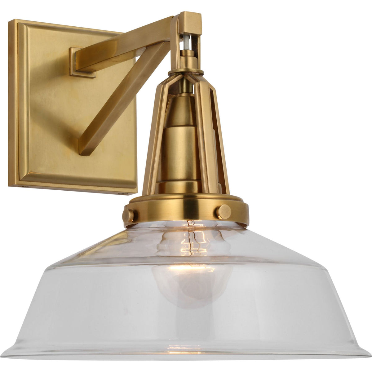 Chapman & Myers Layton 10" Sconce in Antique-Burnished Brass with Clear Glass W10" x H10.25" x E11.5"