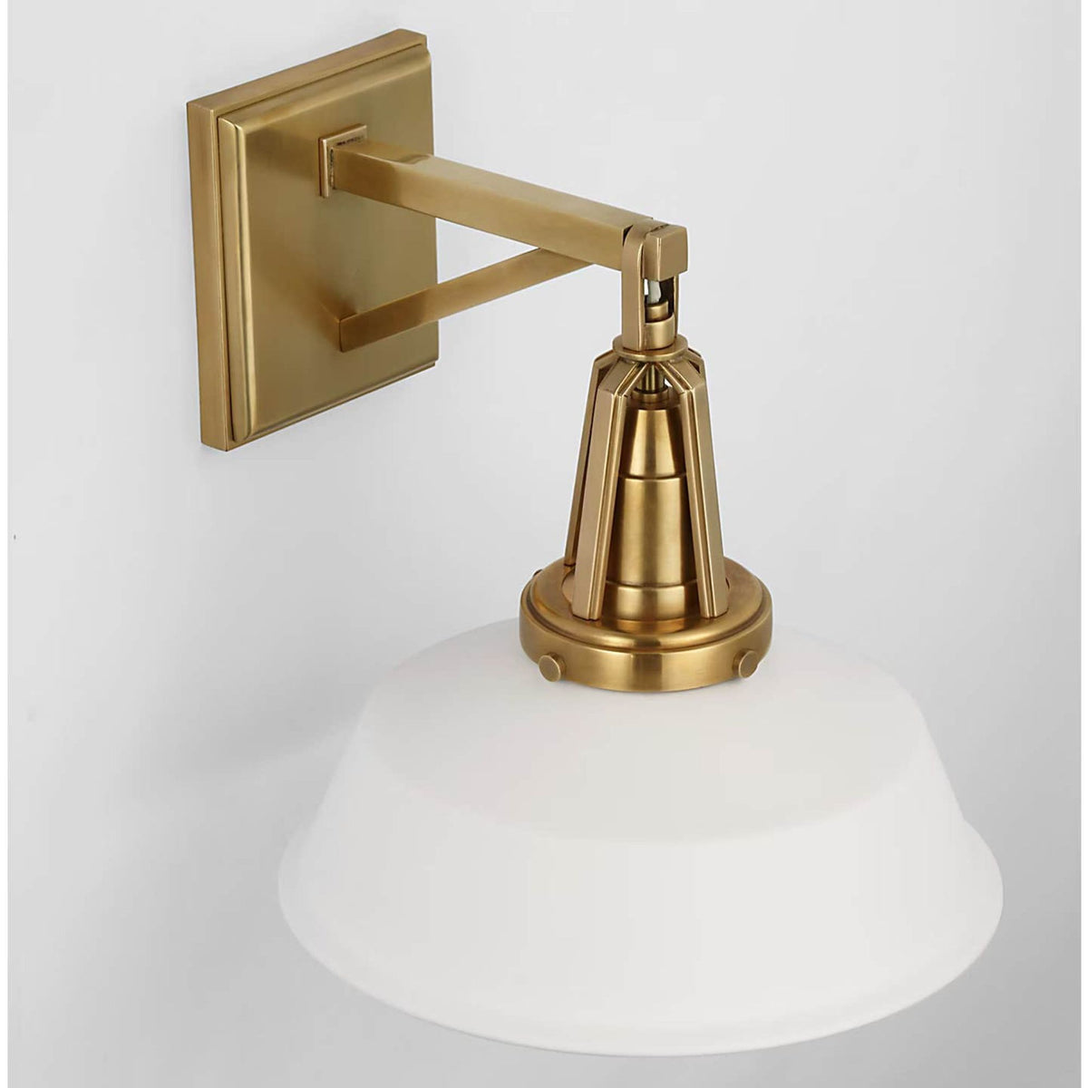 Chapman & Myers Layton 10" Sconce in Antique-Burnished Brass with Matte White shade W10" x H10.25" x E11.5"