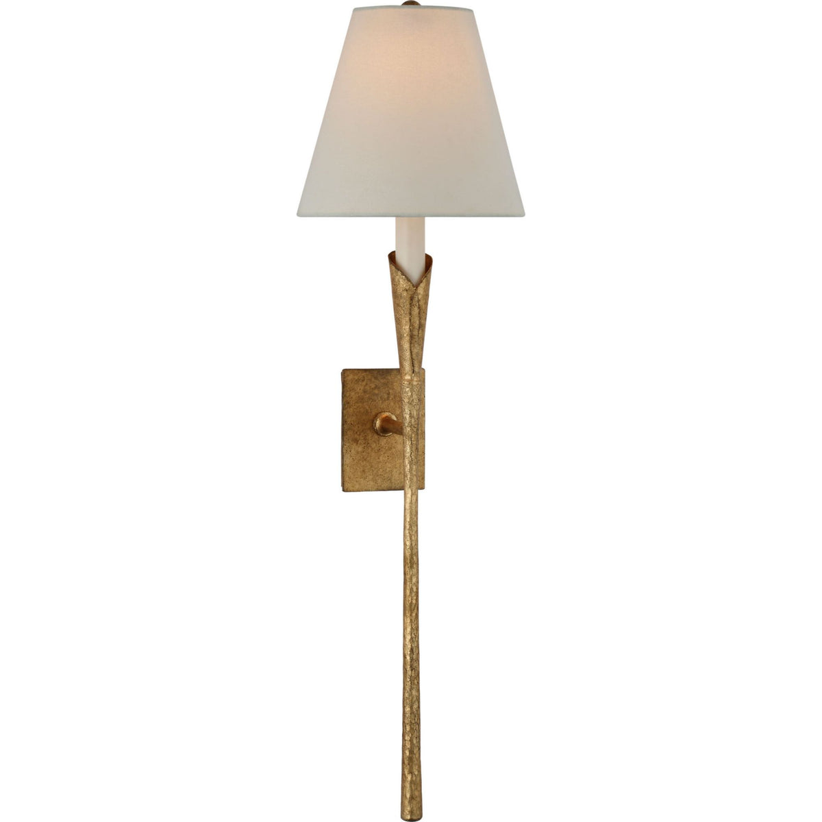 Chapman & Myers Aiden Large Tail Sconce in Gilded Iron with Linen Shade W8.5" x H32" x E8.75"