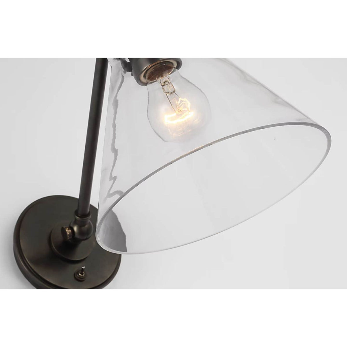 Chapman & Myers Parkington Single Library Wall Light in Bronze with Clear Glass W8.5" x H9.75" - 11.5" x E17" - 18.75"