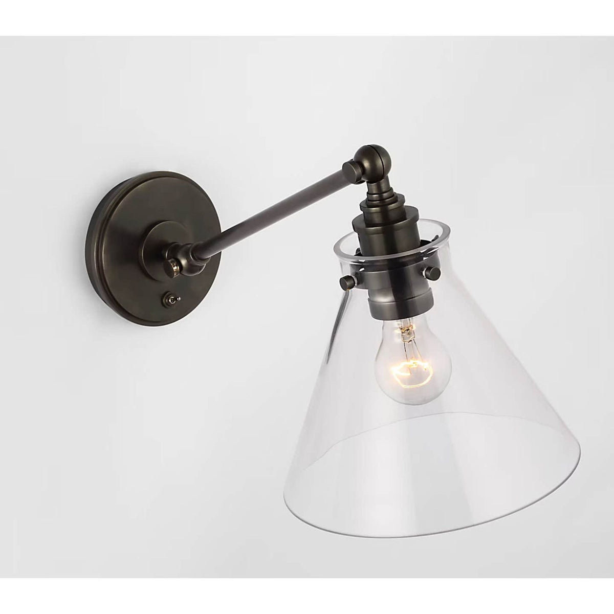 Chapman & Myers Parkington Single Library Wall Light in Bronze with Clear Glass W8.5" x H9.75" - 11.5" x E17" - 18.75"