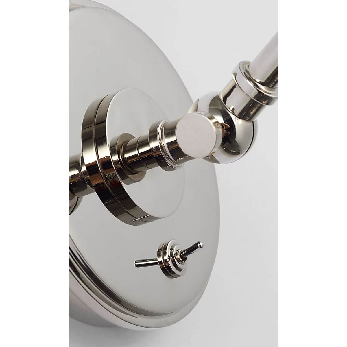 Chapman & Myers Parkington Single Library Wall Light in Polished Nickel with Clear Glass W8.5" x H9.75" - 11.5" x E17" - 18.75"