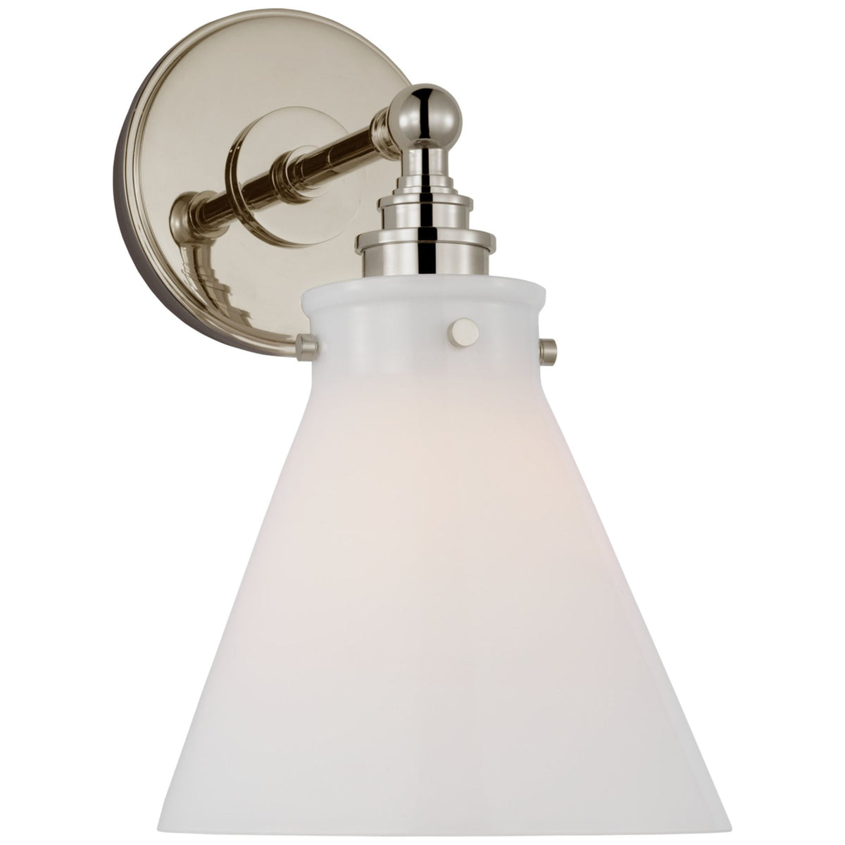 Chapman & Myers Parkington Small Single Wall Light in Polished Nickel with White Glass W7.25" x H11.5" x E8.75"