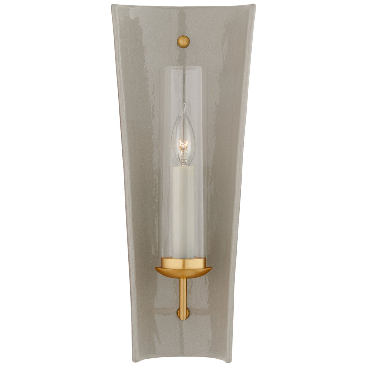 Chapman & Myers Downey Medium Reflector Sconce in Shellish Gray and Gild with Clear Glass W7.25" x H18" x E5.75"