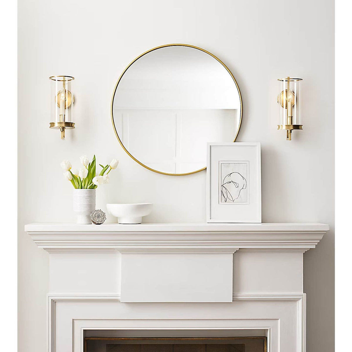 Chapman & Myers Glendon Small Hurricane Sconce in Antique-Burnished Brass with Clear Glass W5.75" x H14.5" x E7"