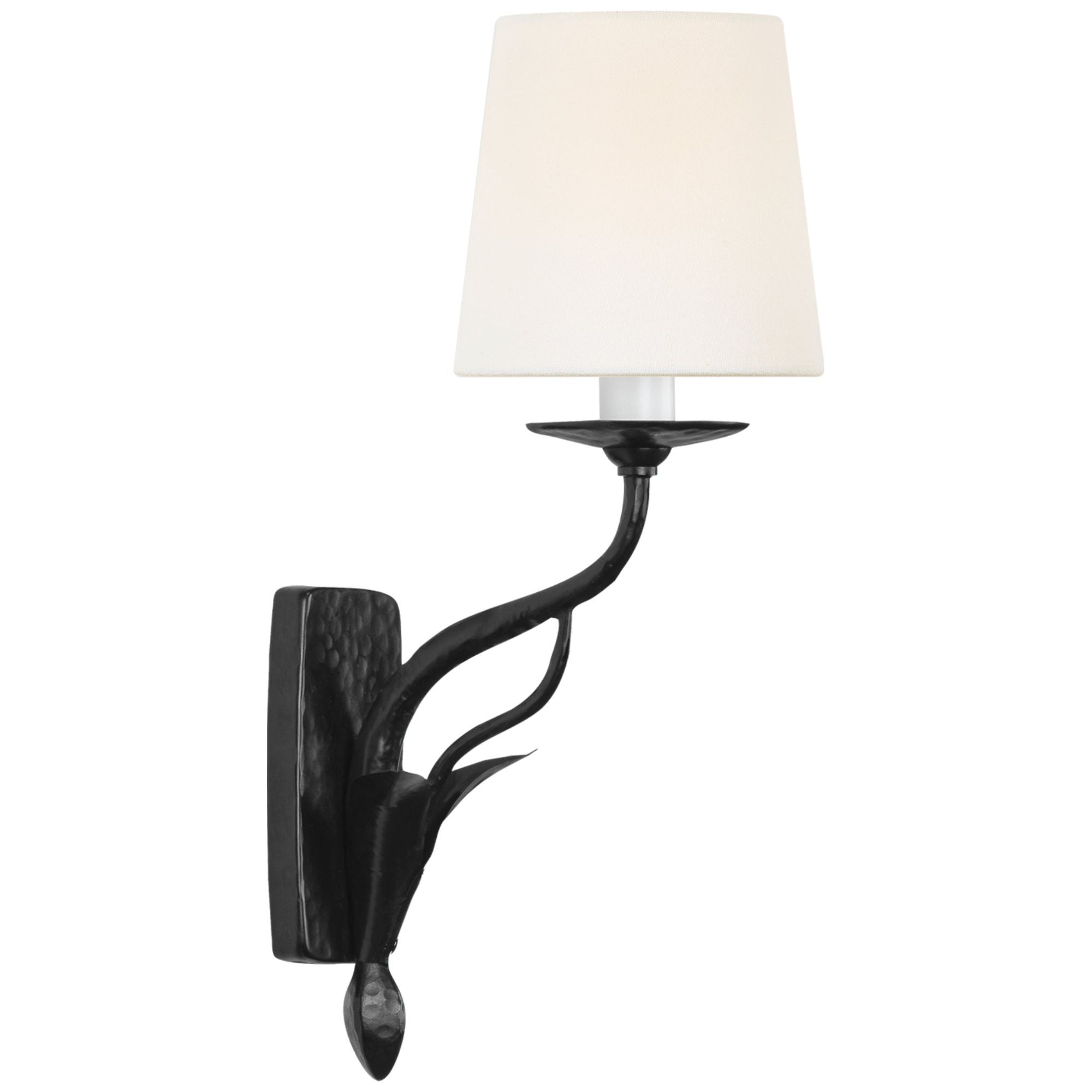 Chapman & Myers Amalfi 15" Sconce in Waxed Black with Linen Shade Wall Light W5" x H15.25"