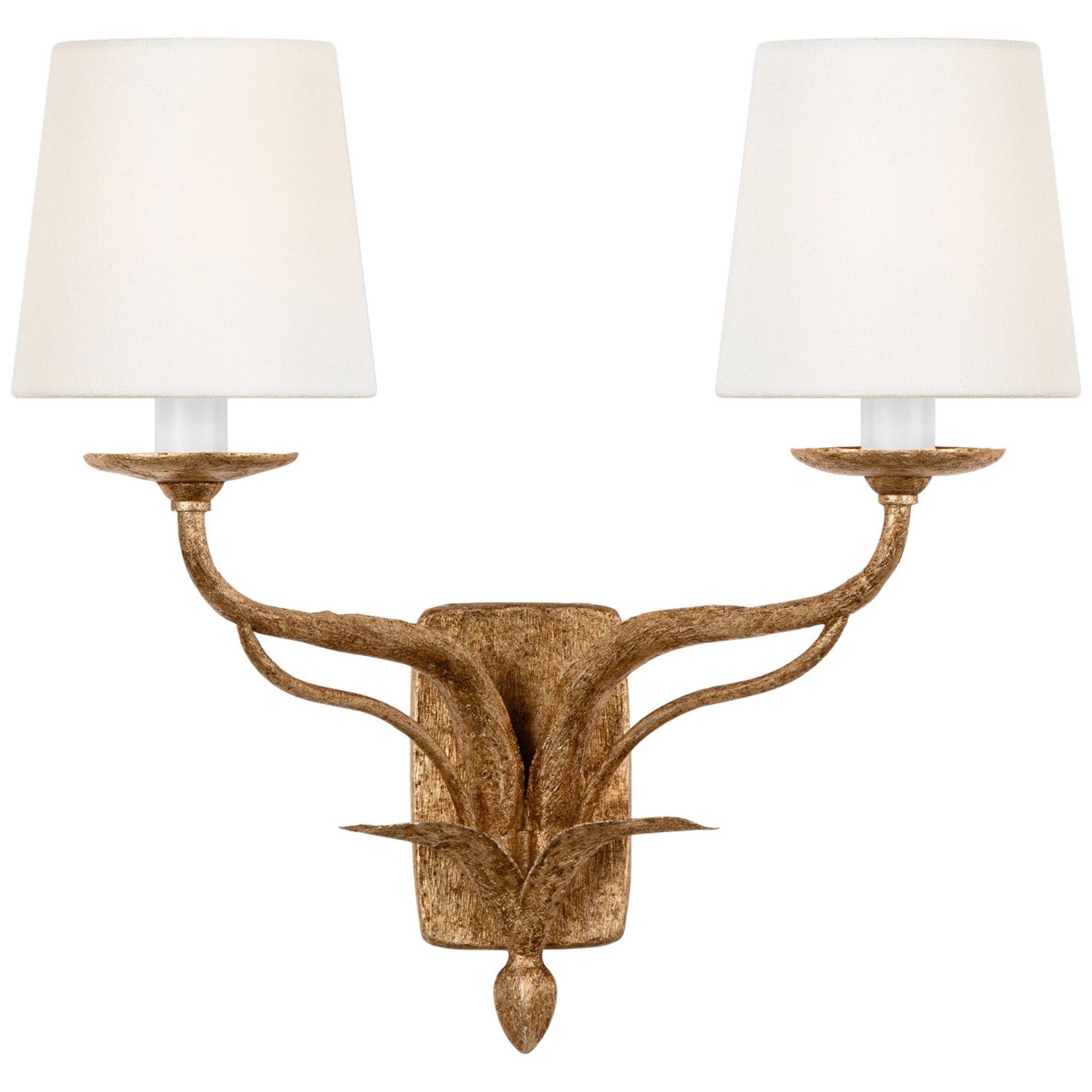 Chapman & Myers Amalfi 15" Double Sconce in Milano Gold with Linen Shades Wall Light W15" x H15.25"