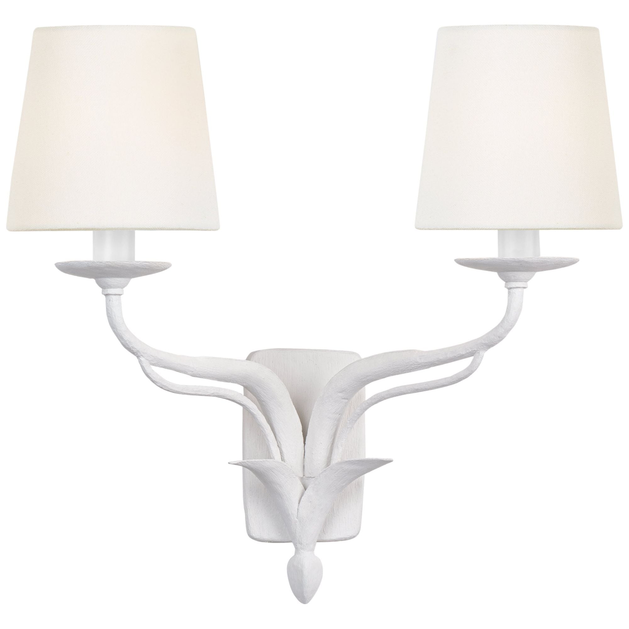 Chapman & Myers Amalfi 15" Double Sconce in Plaster White with Linen Shades Wall Light W15" x H15.25"