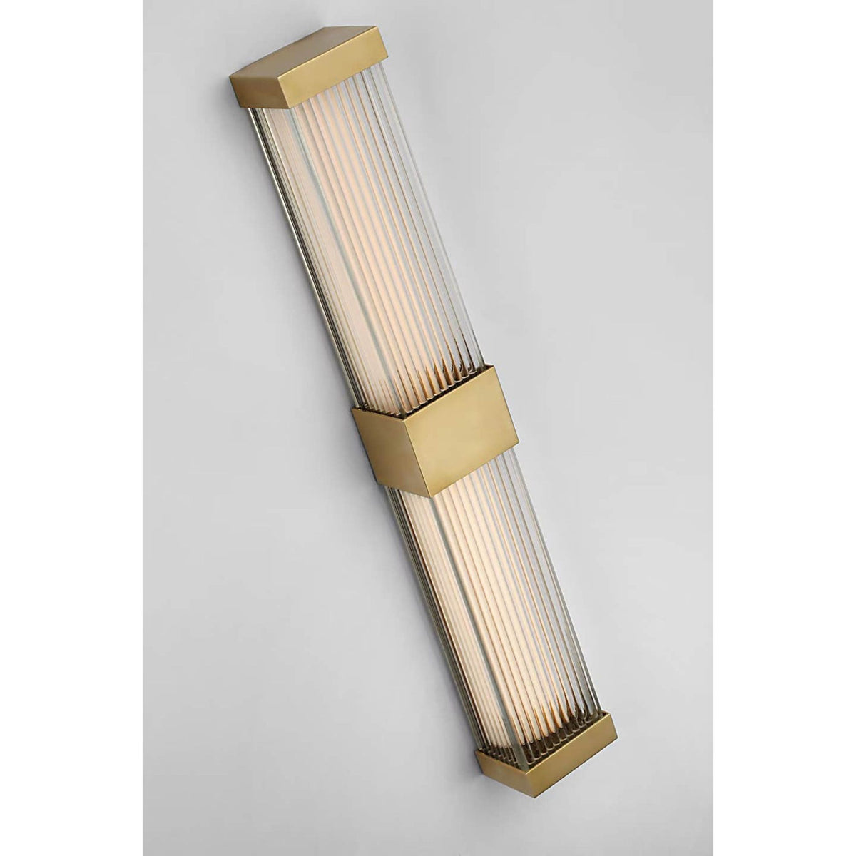 Chapman & Myers Vance 24" Double Sconce in Antique-Burnished Brass with Clear Glass Rods W3.5" x H24" x E2.75"