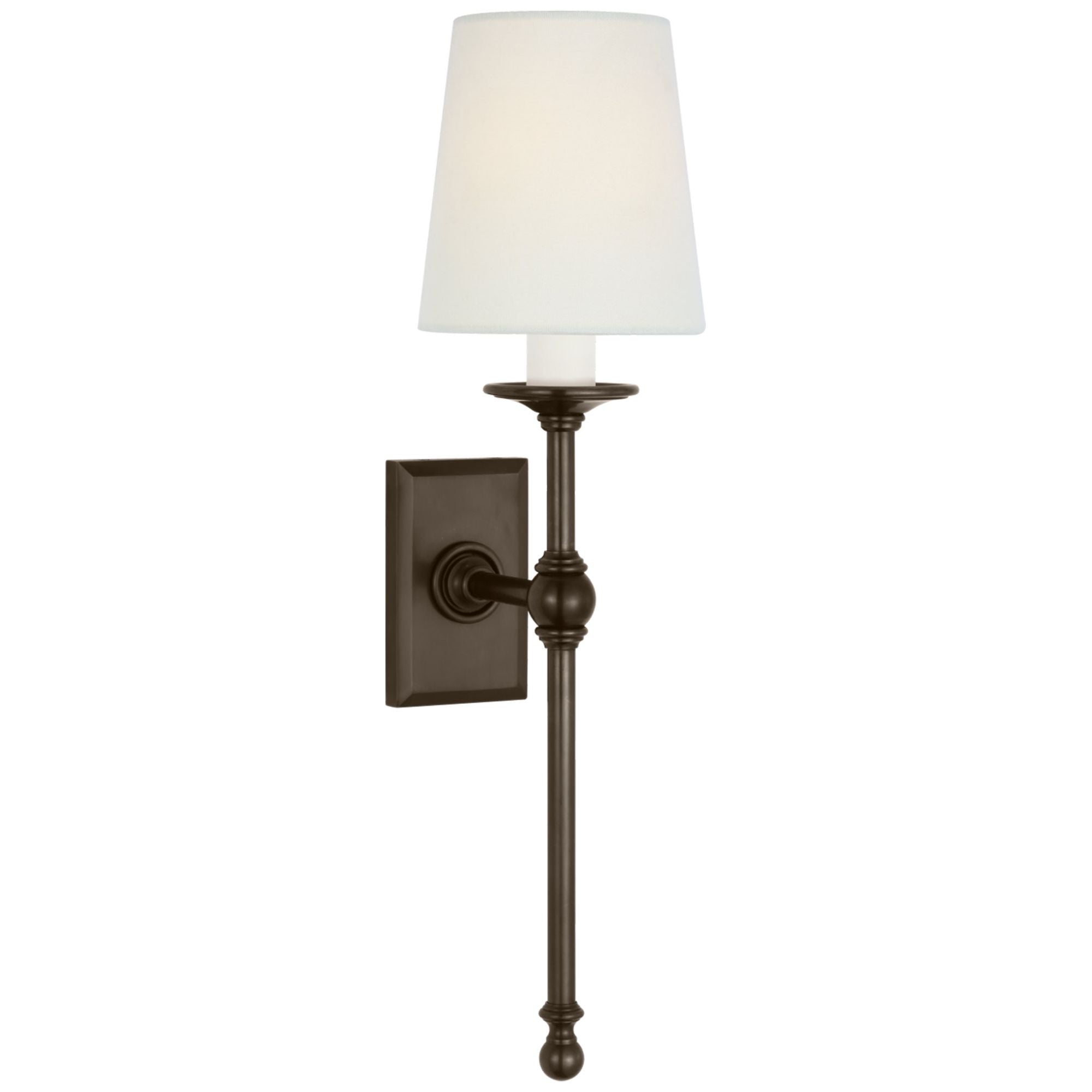 Chapman & Myers Classic 19" Tail Sconce in Bronze with Linen Shades Wall Light W5" x H18.5"