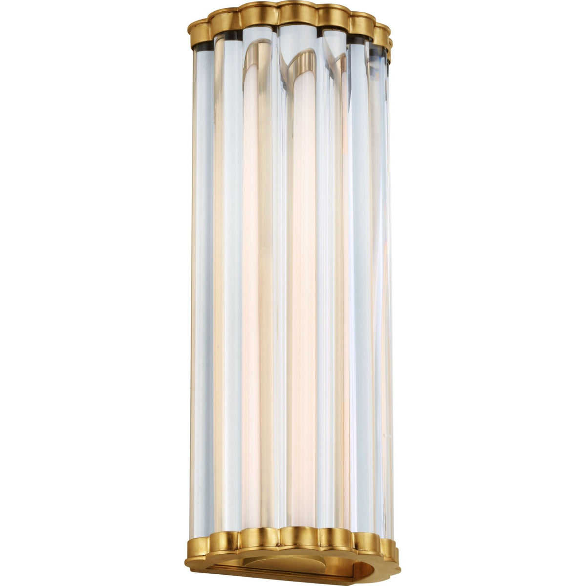 Chapman & Myers Kean 14" Sconce in Antique-Burnished Brass with Clear Glass Rods W5.75" x H14" x E3.75"