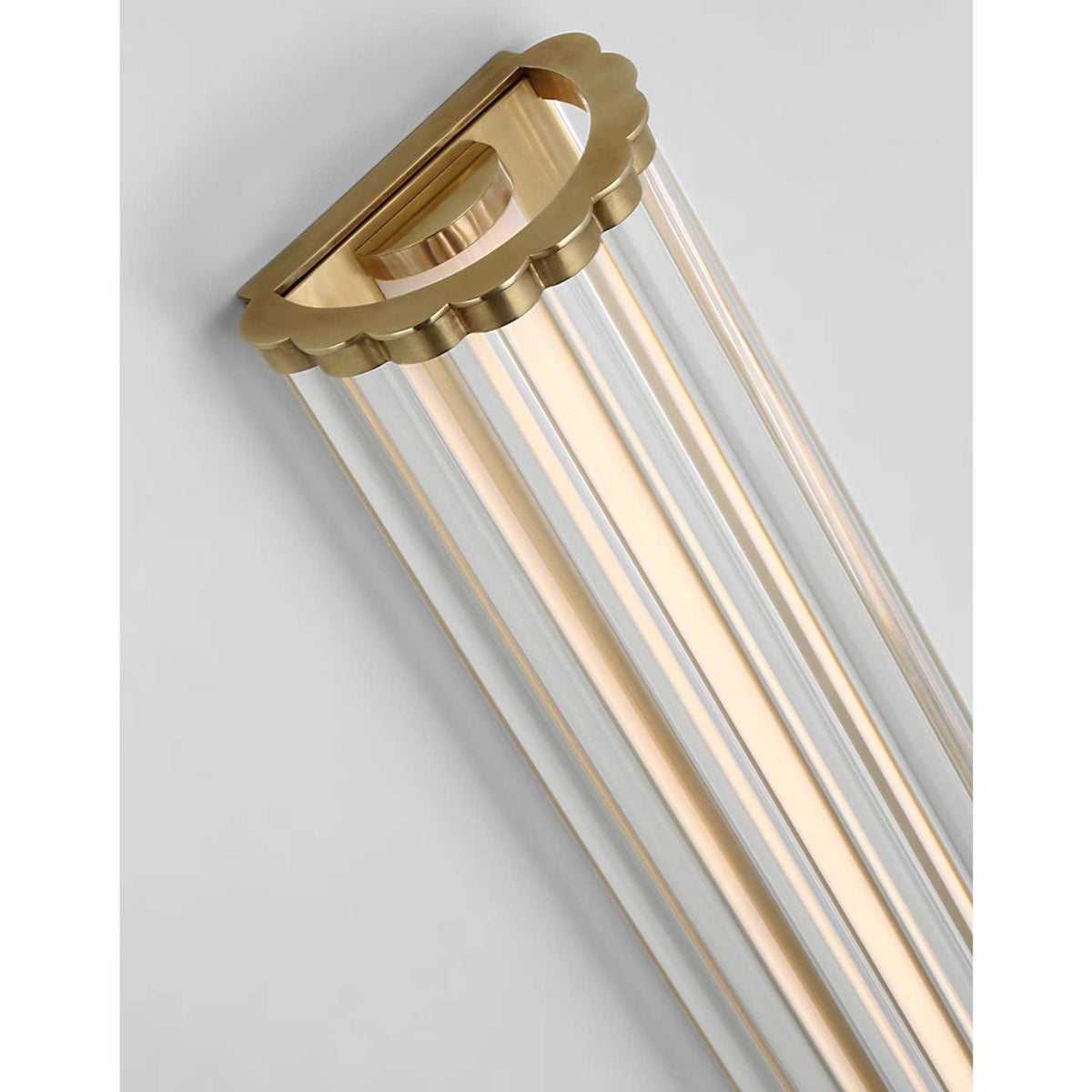 Chapman & Myers Kean 28" Sconce in Antique-Burnished Brass with Clear Glass Rods W5.75" x H28" x E3.75"