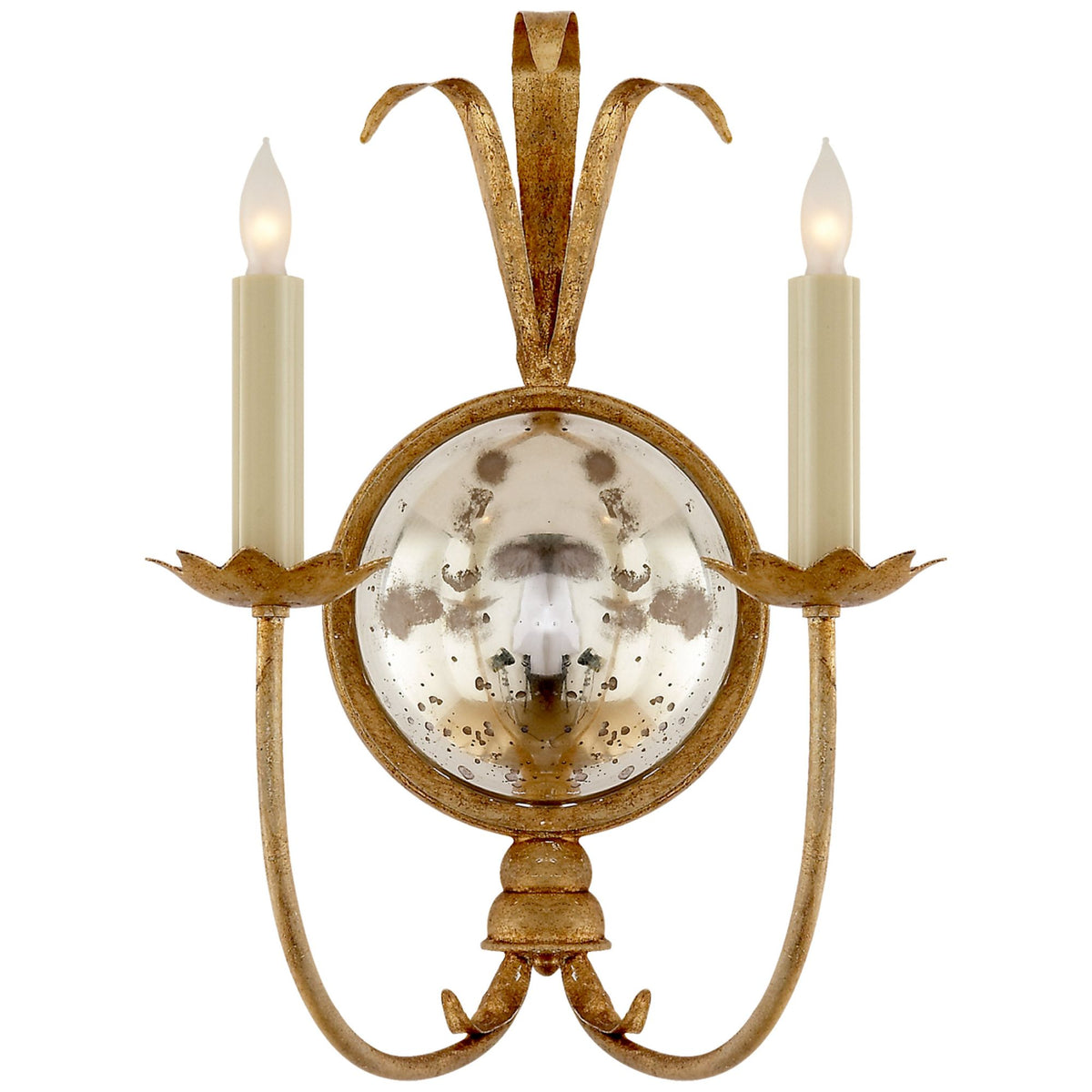 Chapman & Myers Gramercy Double Sconce in Gilded Iron W12.5" x H15.75" x E7.75"