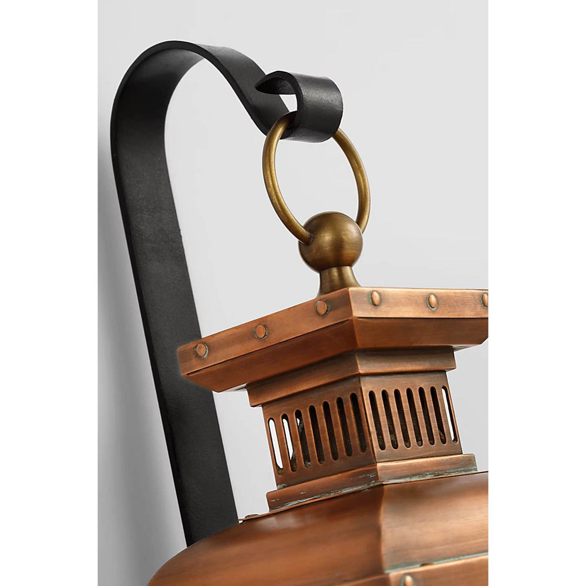 Chapman & Myers Suffork Small Scroll Arm Lantern in Natural Copper W6.75" x H17.75" x E7.5"