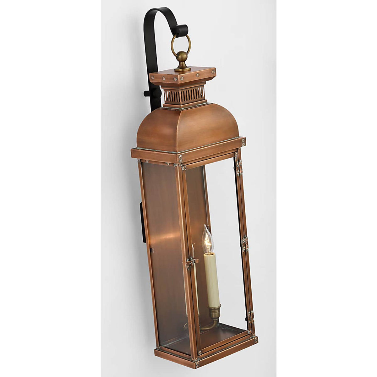 Chapman & Myers Suffork Tall Scroll Arm Lantern in Natural Copper W8" x H29.25" x E7.5"