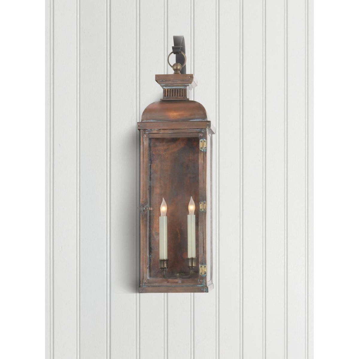 Chapman & Myers Suffork Tall Scroll Arm Lantern in Natural Copper W8" x H29.25" x E7.5"