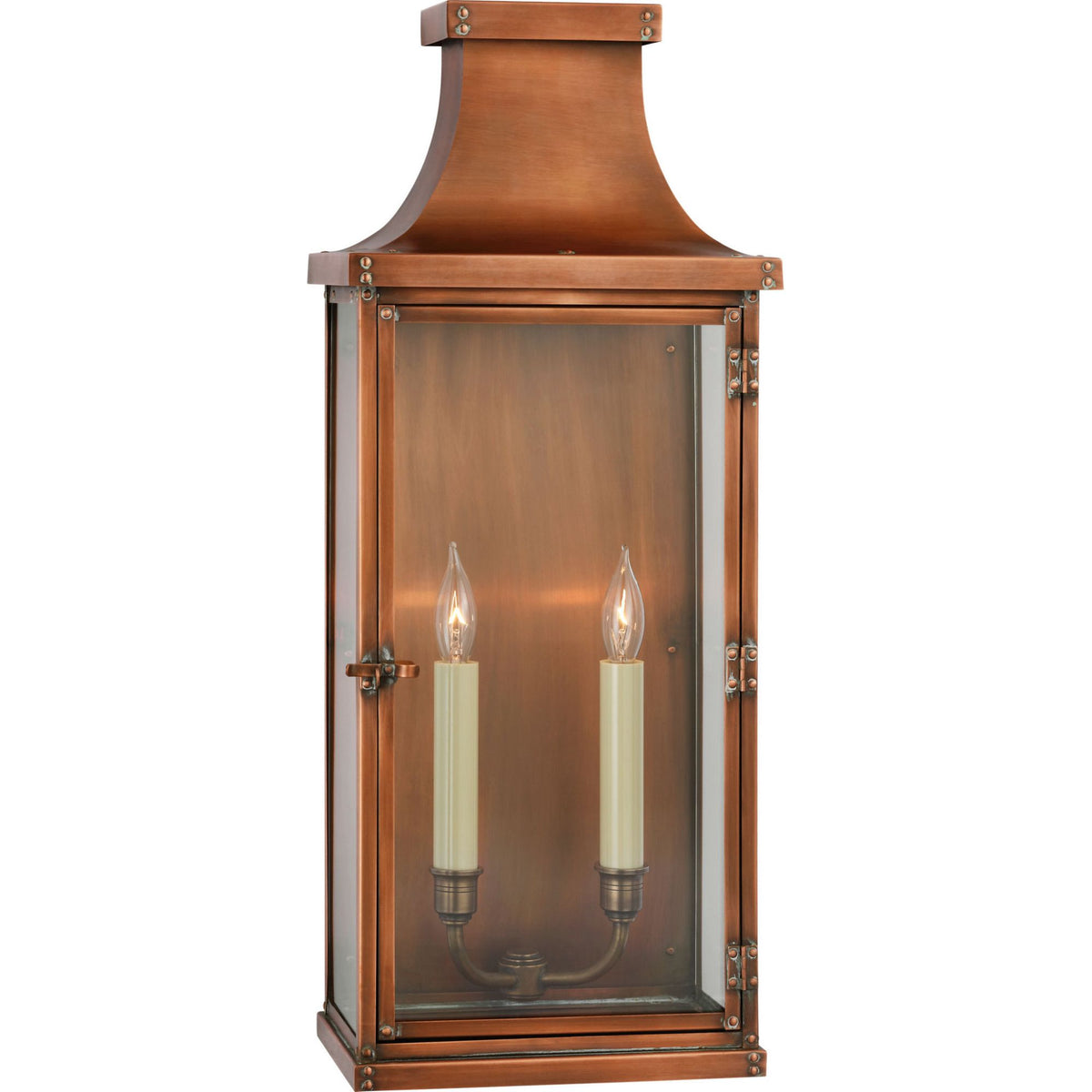 Chapman & Myers Bedford Wide Tall 3/4 Lantern in Natural Copper W9.75" x H24" x E6"