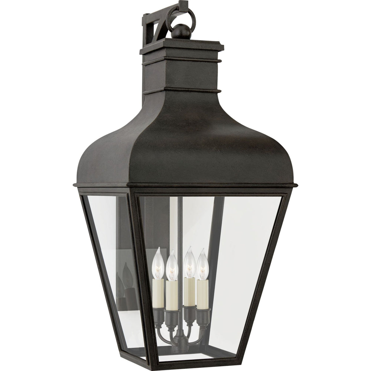 Chapman & Myers Fremont Medium Bracketed Wall Lantern in French Rust with Clear Glass W13" x H27" x E15.5"
