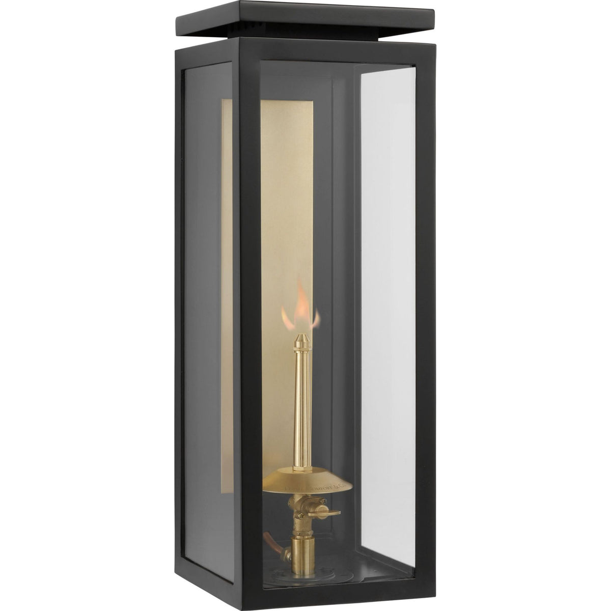 Chapman & Myers Fresno Medium 3/4 Gas Wall Lantern in Matte Black with Clear Glass W6" x H17.25" x E7.25"
