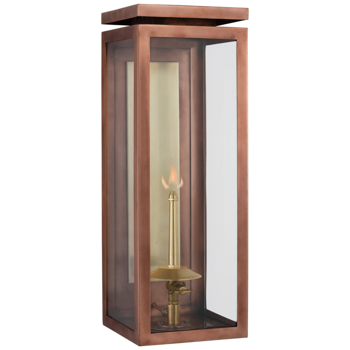 Chapman & Myers Fresno Medium 3/4 Gas Wall Lantern in Soft Copper with Clear Glass W6" x H17.25" x E7.25"