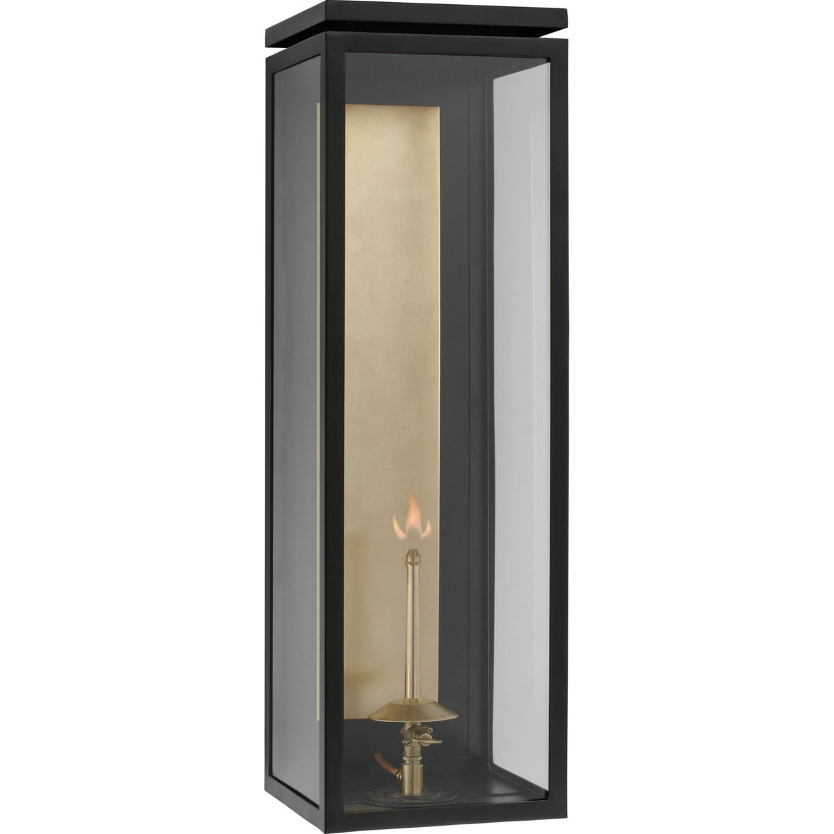Chapman & Myers Fresno XL 3/4 Gas Wall Lantern in Matte Black with Clear Glass W8" x H26.25" x E9.25"