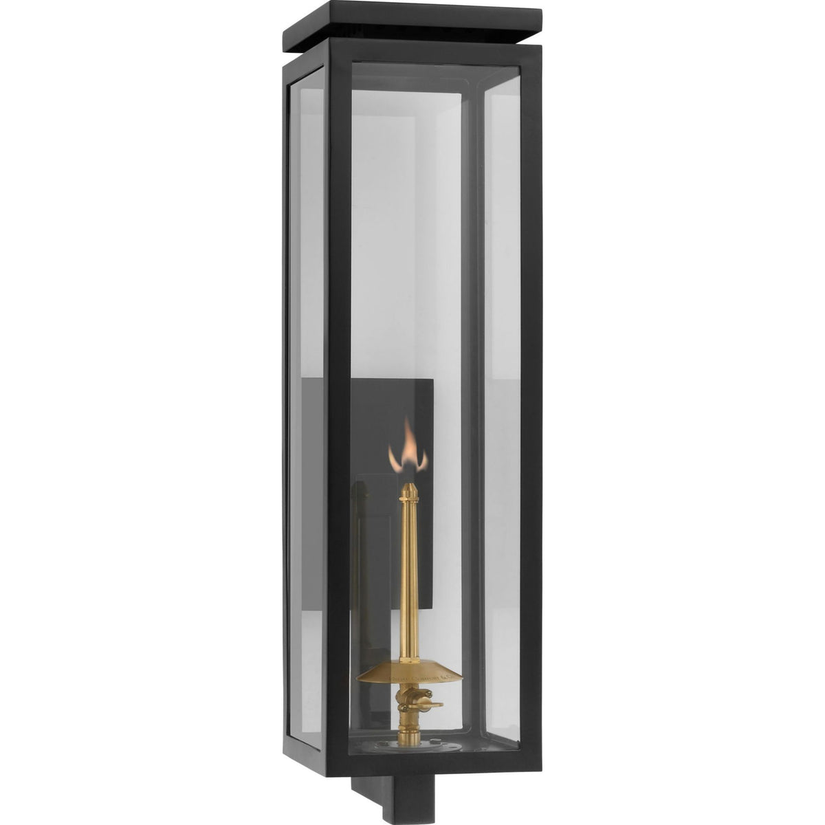 Chapman & Myers Fresno Large Bracketed Gas Wall Lantern in Matte Black with Clear Glass W6" x H22.75" x E9.25"
