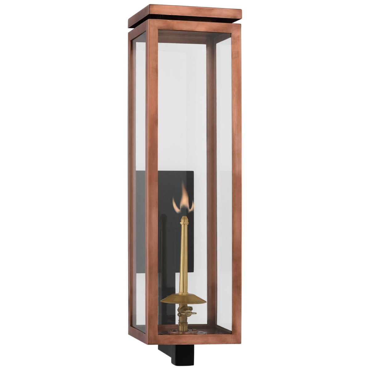 Chapman & Myers Fresno Large Bracketed Gas Wall Lantern in Soft Copper with Clear Glass W6" x H22.75" x E9.25"