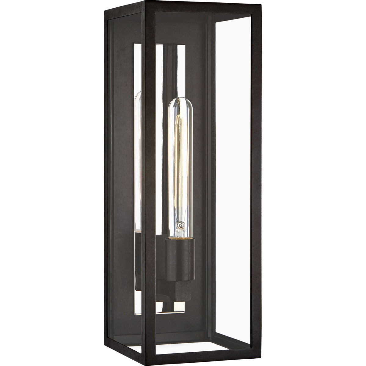 Chapman & Myers Fresno Large 3/4 Wall Lantern in Aged Iron with Clear Glass W7" x H20" x E7.75"